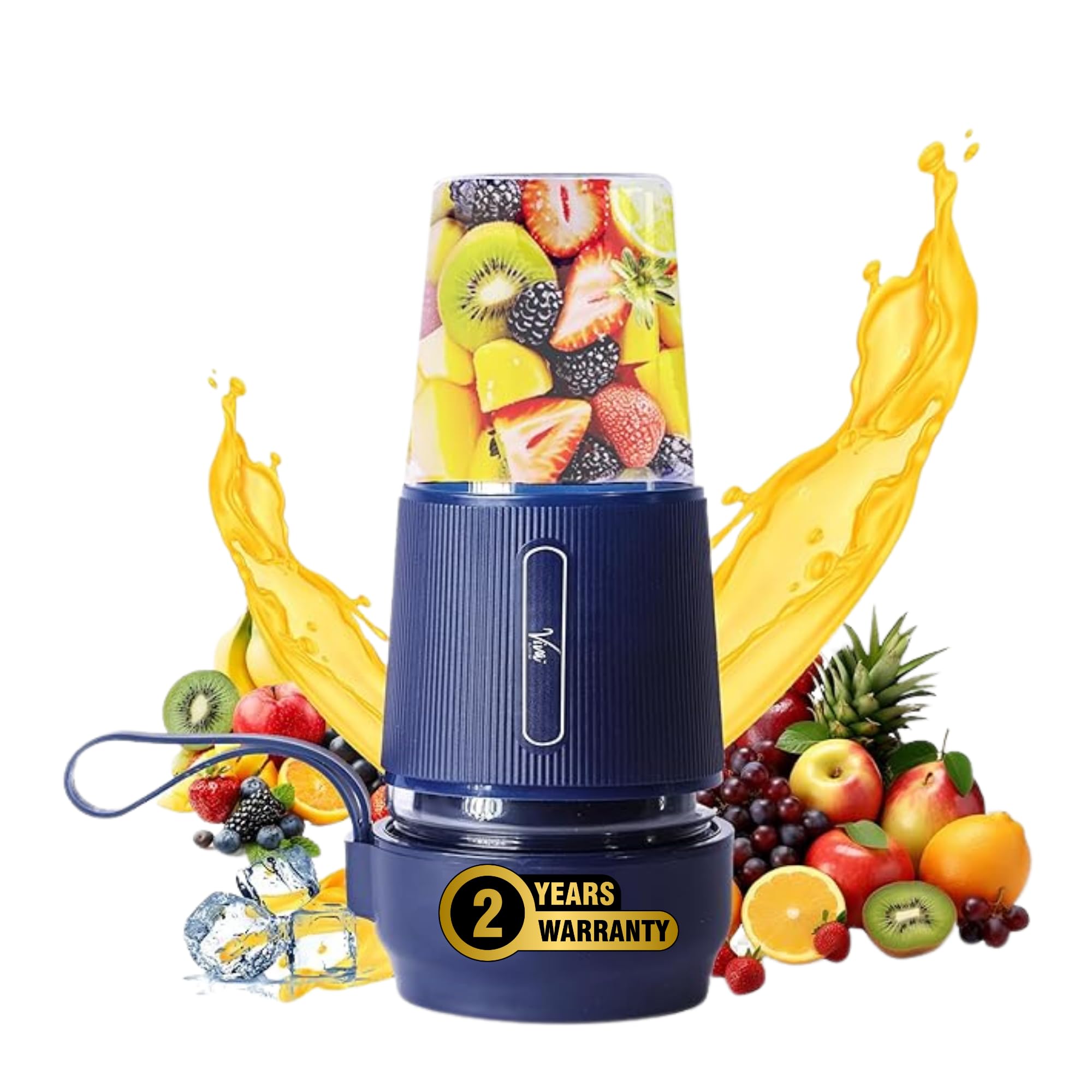 Nutri-Viva Portable Blender | USB Charging | Smoothie Maker | 6 Blades | Battery Operated Rechargeable Blender | 300ml | Compact Size | Blue Colour Built-in Jar-image-34