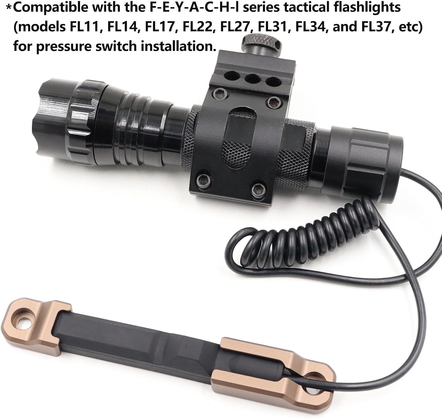 Mlok Pressure Switch Mount Plate Aluminum, for Fe-ya-chI Series FL11, FL14, FL17, FL22, FL27, FL31, FL34, FL37 Weapon Lights Tape Remote Switch Mounting (Tan)