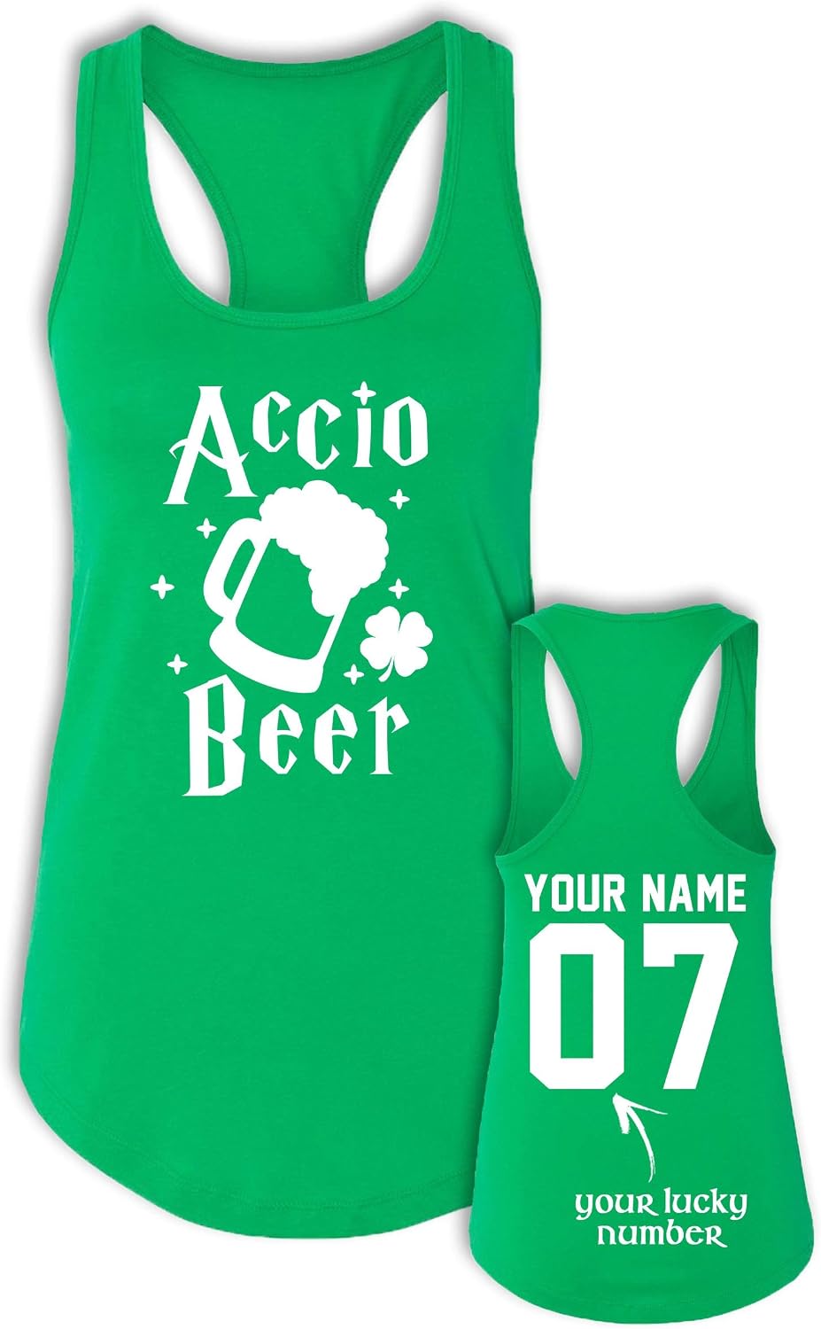 Custom Saint Patrick Day Tank Tops - Add Name & Number - Lightweight Racerback