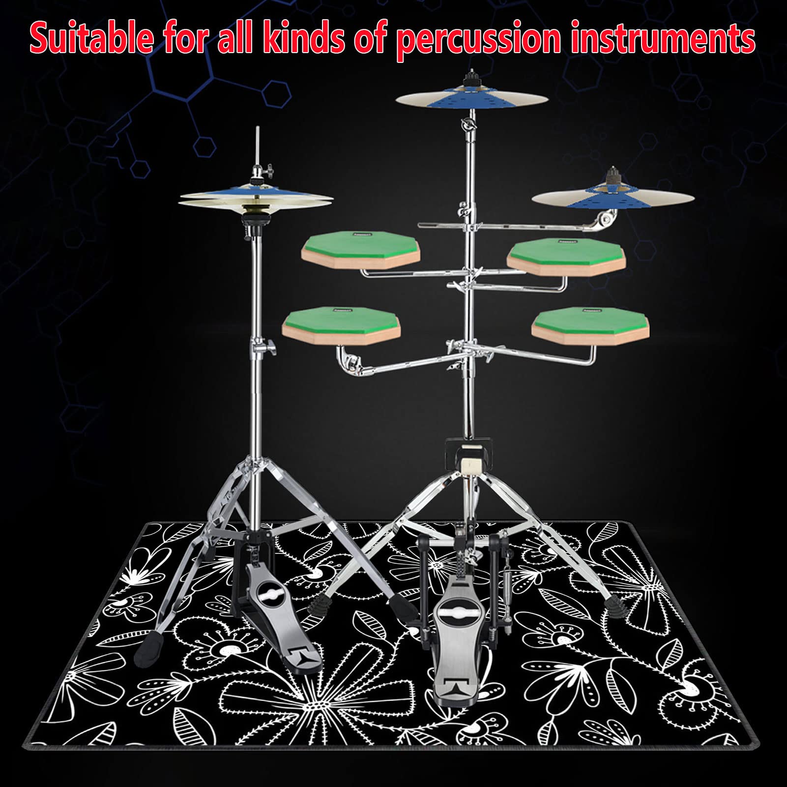 Drum Rug Drum Mat Geluiddichte Mat - Professionele Drum Tapijt Percussie Elektronische Drums Bass Snaredrums Muziekinstrument Mat Drums Set Tapijt - Non-Slip Drum Tapijten (80CM - 200CM Drum Rug Drum Mat Geluiddichte Mat - Professionele Drum Tapijt Percussie Elektronische Drums Bass Snaredrums Muziekinstrument Mat Drums Set Tapijt - Non-Slip Drum Tapijten (80CM - 200CM