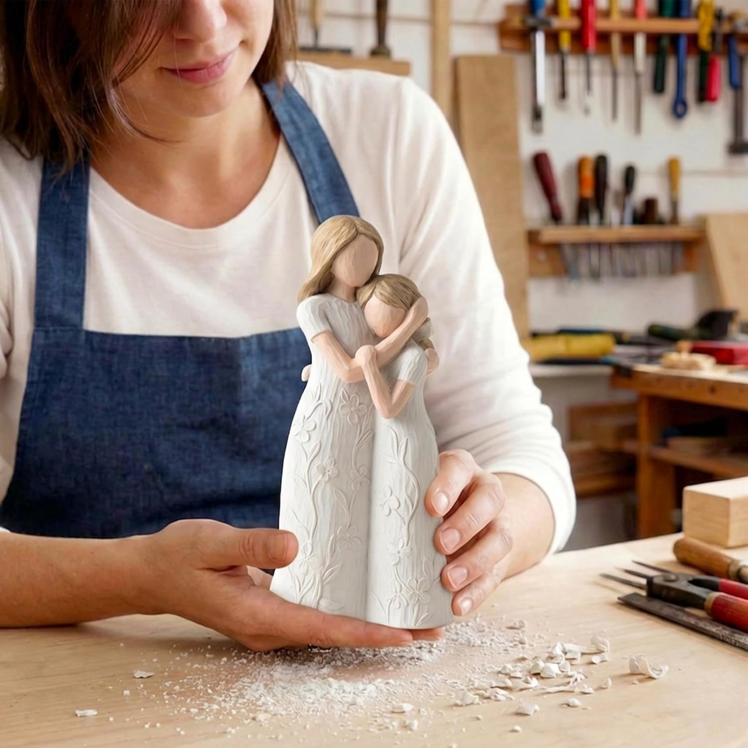 Gifts for Mom, Mom Birthday Gifts from Daughter, for Mom, 6 Inch Mom and Daughter Sculpted Hand-Painted Figurine