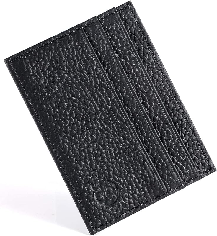 URAQT Credit Card Holder Wallet, RFID Blocking Leather Ultra Slim Wallet, Thin Minimalist Credit Card Case Card Protector, Front Pocket Wallets for Men, Women - 6 Card Slots and 1 Pockets (Black)