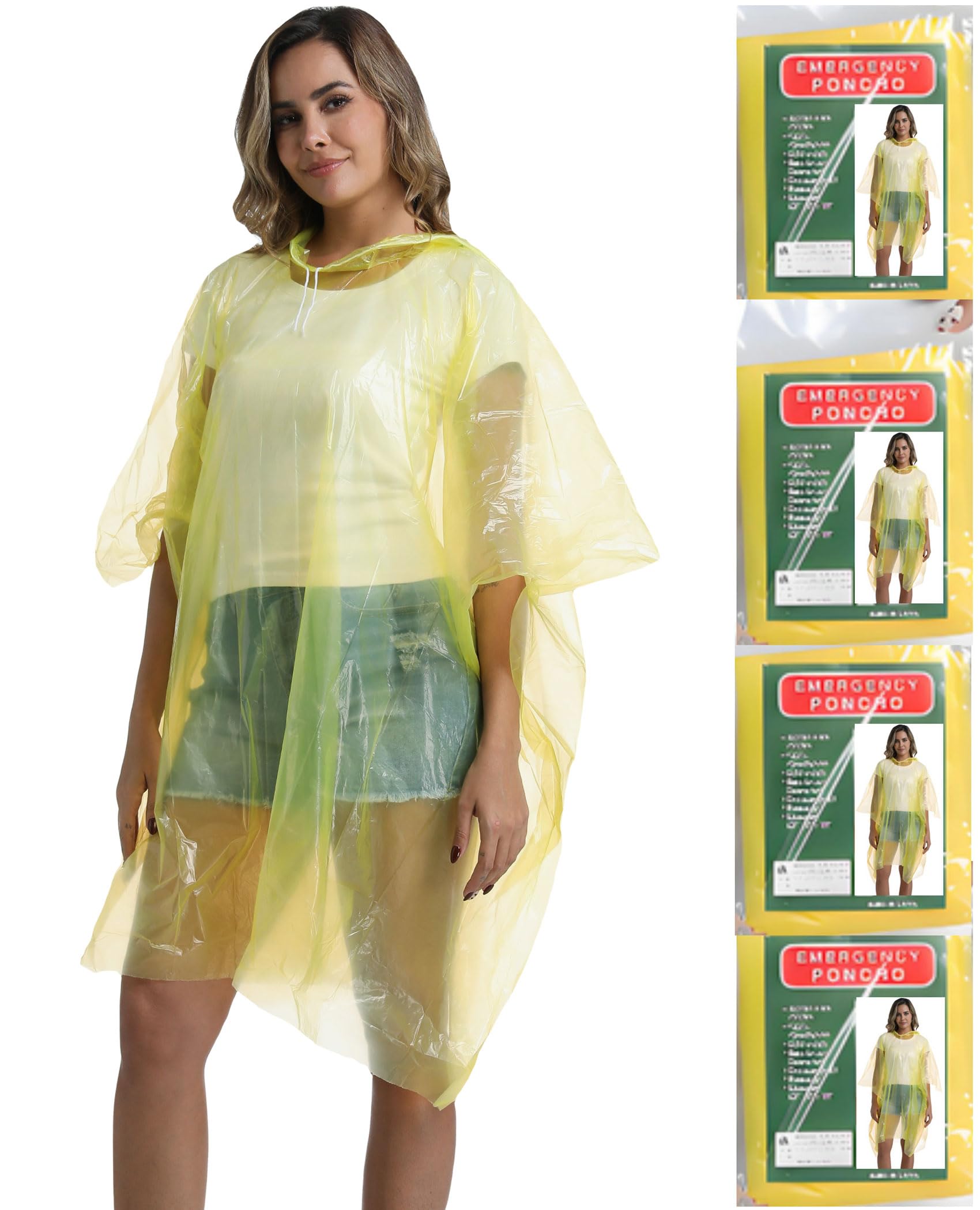 4/6/12 Pack Disposable Rain Ponchos for Adults - Emergency Rain Poncho for Camping Hiking Travelling
