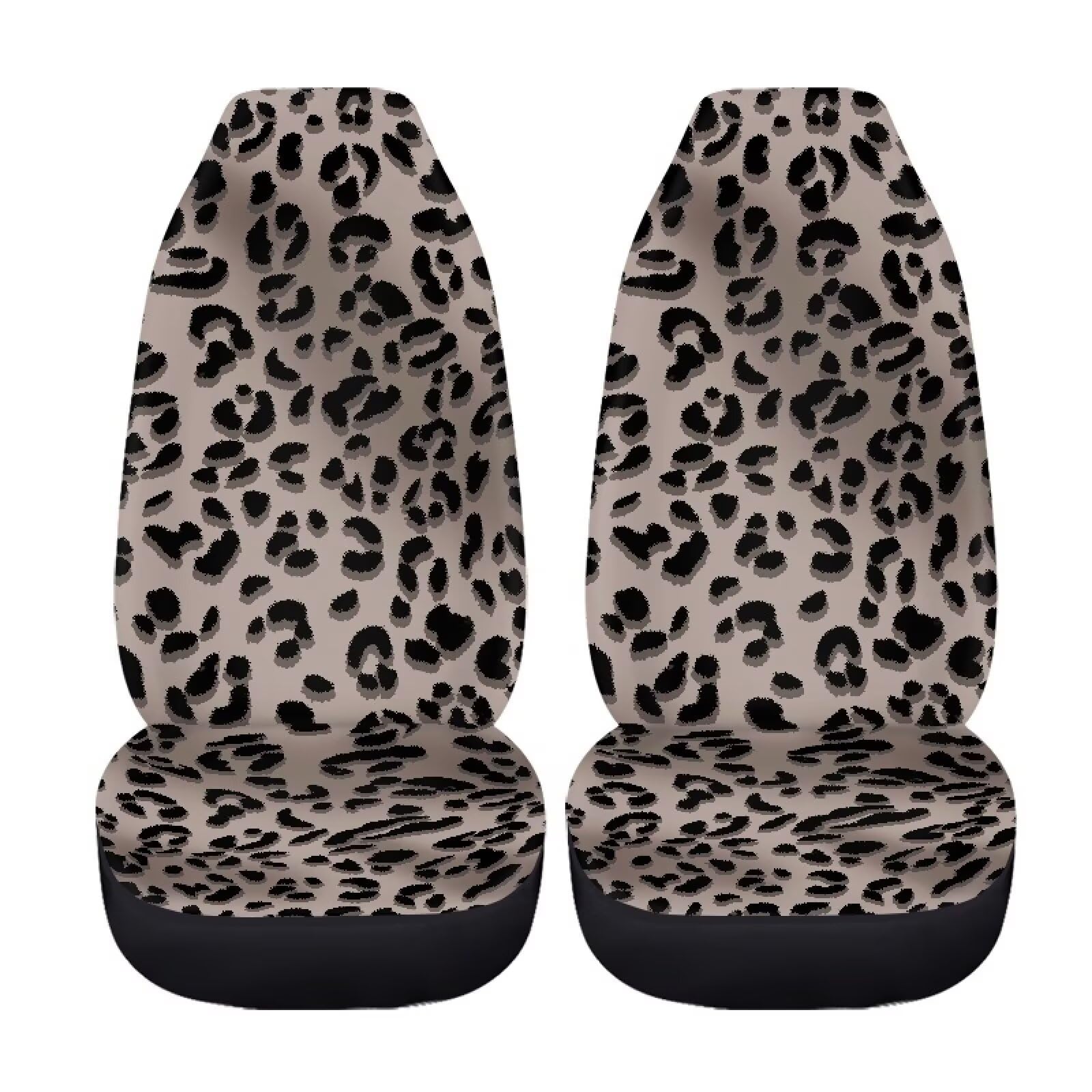 Xoenoiee Leopard Cheetah Pattern Car Seat Cover Front Seats Only Full Set of 2, Universal Bucket High Back Car Front Seat Covers
