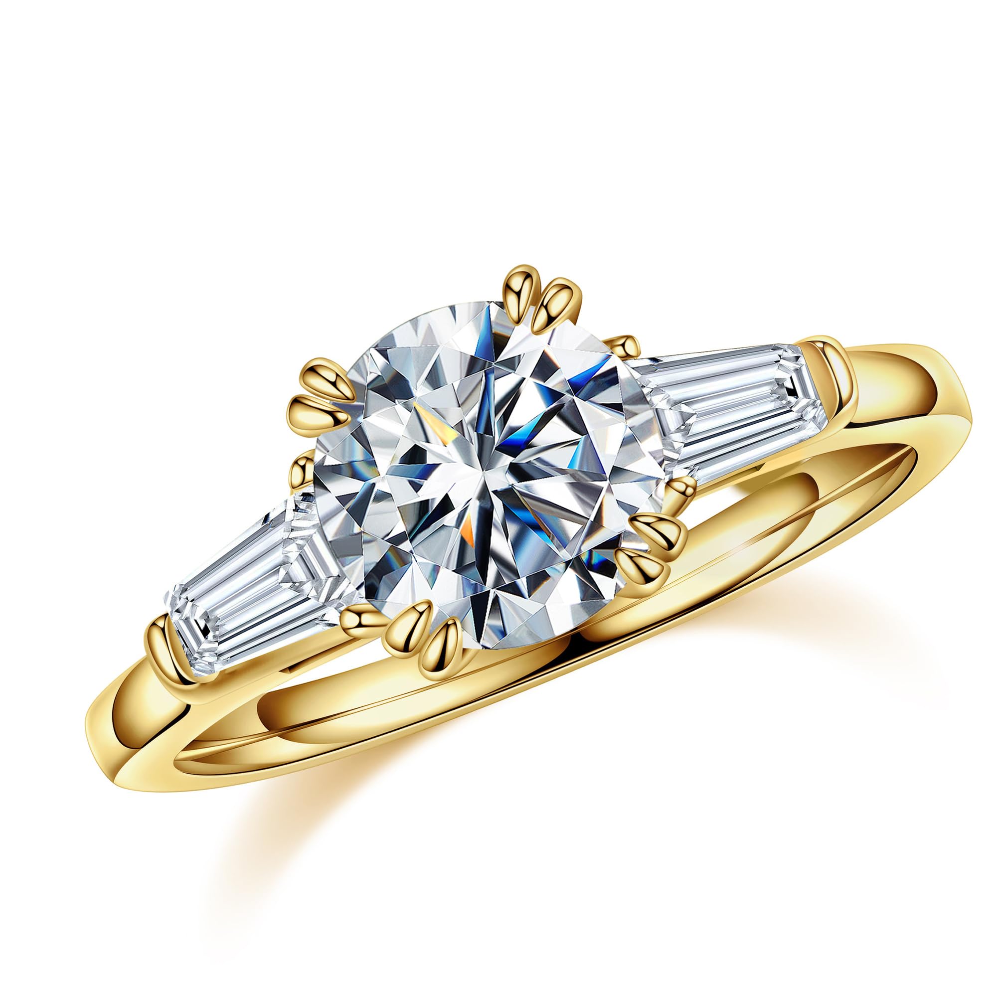 Anillo De Compromiso De Moissanita De Tres Piedras, Anillo De Boda De Moissanita Infinita De Oro Rosa, Anillo De Media Eternidad Con Diamantes Torcidos, Anillo De Promesa Nupcial. - España