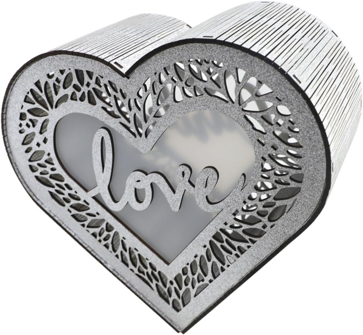 LIFKOME Wooden Heart-shaped Hollow Wedding Card Box with Glitter, Envelope Money Holder, Greeting Card Collector for Birthday, Anniversary, Valentine’s Day Decor
