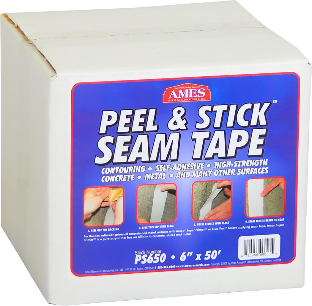 Ames Research Laboratories PS650 Ames 6" x50' Peel & Stick Peel and Stick Seam Tape, Grey, 4 Piece : Industrial & Scientific