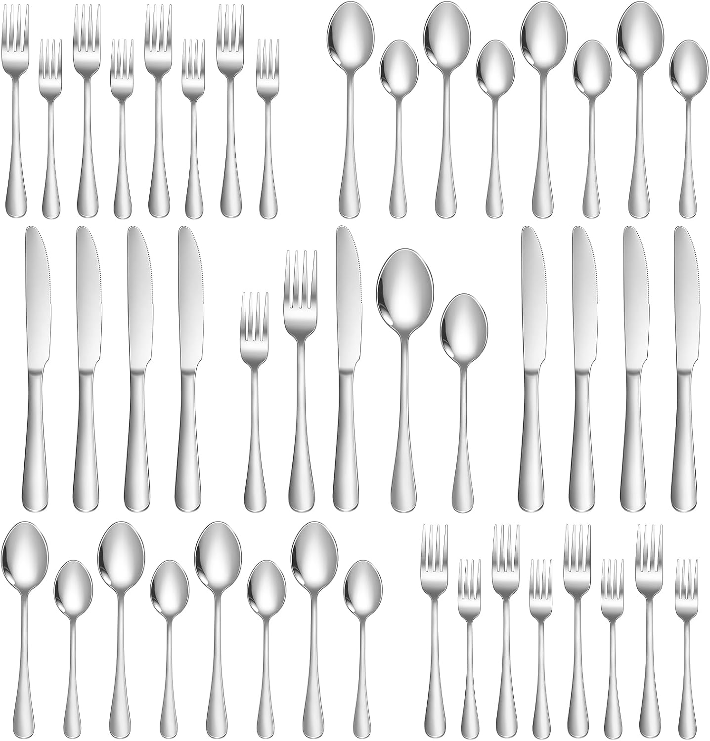 Lazycorner Silverware Set 60 Piece Stainless Steel Flatware Set Silverware Utensils for 12 People Includes Forks Knives Spoons & Salad Forks Dishwasher Safe for Home Restaurant or Outdoor Use