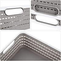 Vista 3 de CertBuy Paquete de 3 cestas de almacenamiento de plástico de 14 x 10 x 4.5 pulgadas, contenedores de almacenamiento grandes tejidos con asa