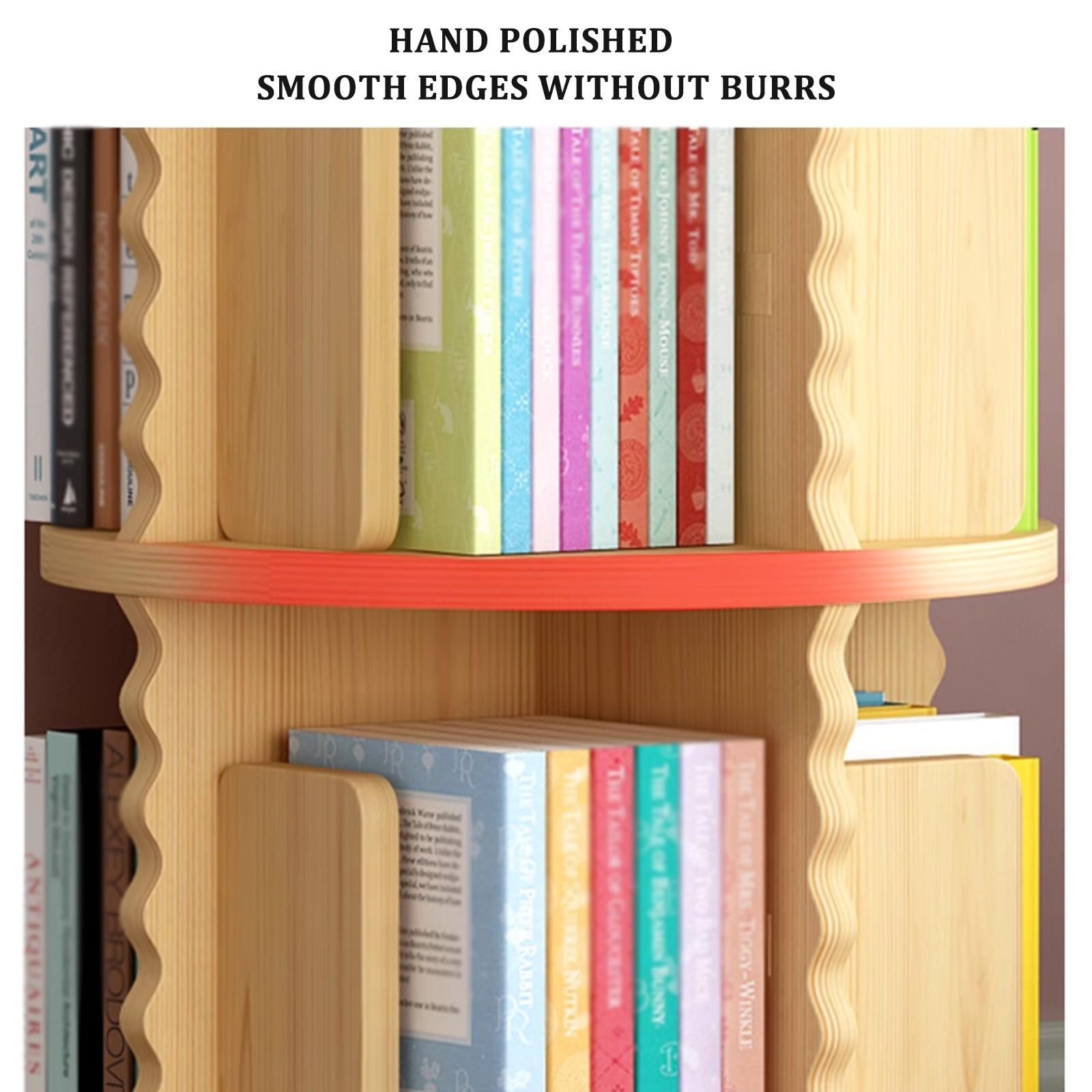 Estantería Infantil giratoria de 360° de Madera Maciza con múltiples Capas para Libros y revistas Guardar Libros ilustrados Infantiles. Tamaño S: 50,5 x 50