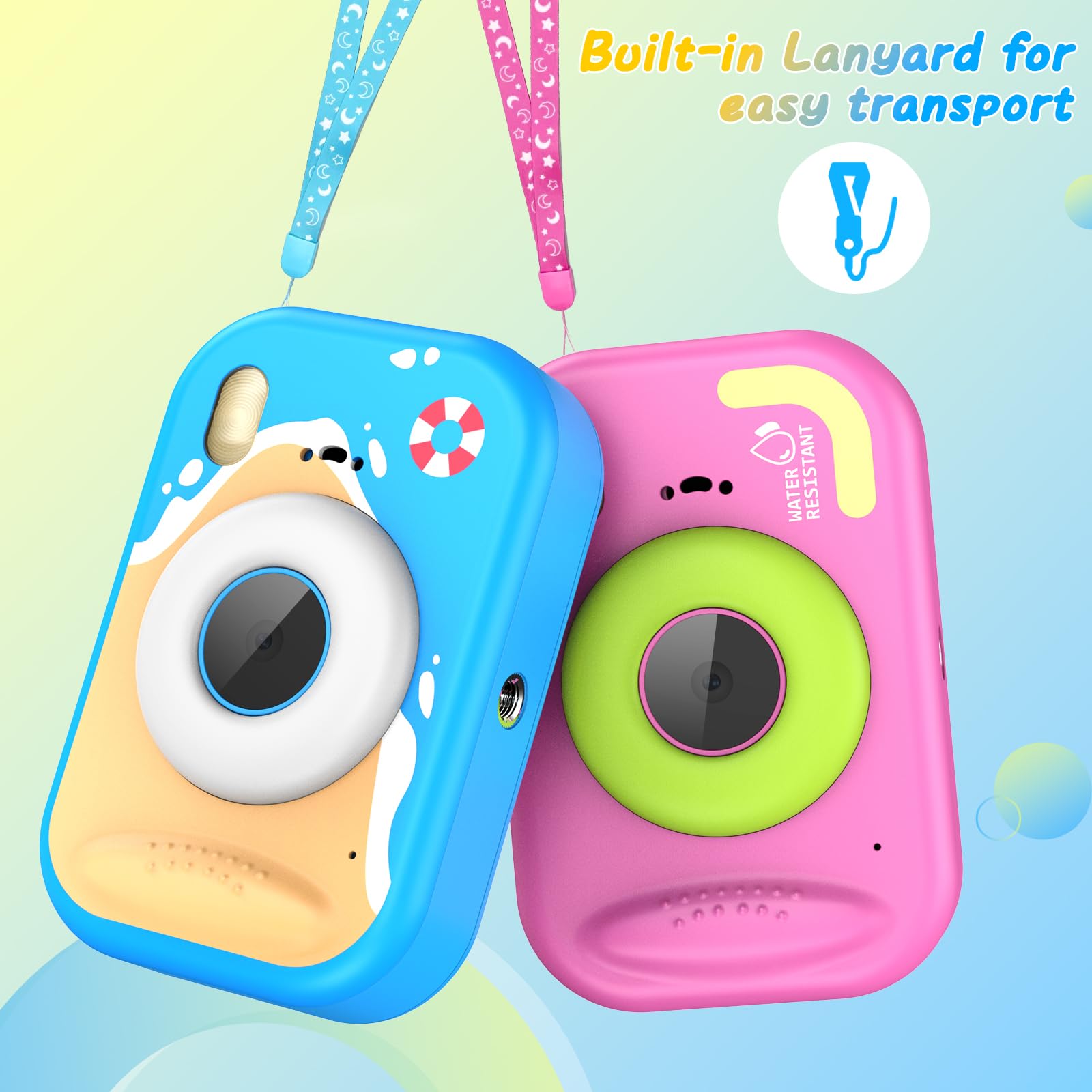 Cámara para niños IP68 impermeable, cámara digital subacuática de 9.84 pies, video HD 1080P y tarjeta de 32 GB, perfecta para natación, piscina, regalo de cumpleaños de Navidad para niños y
