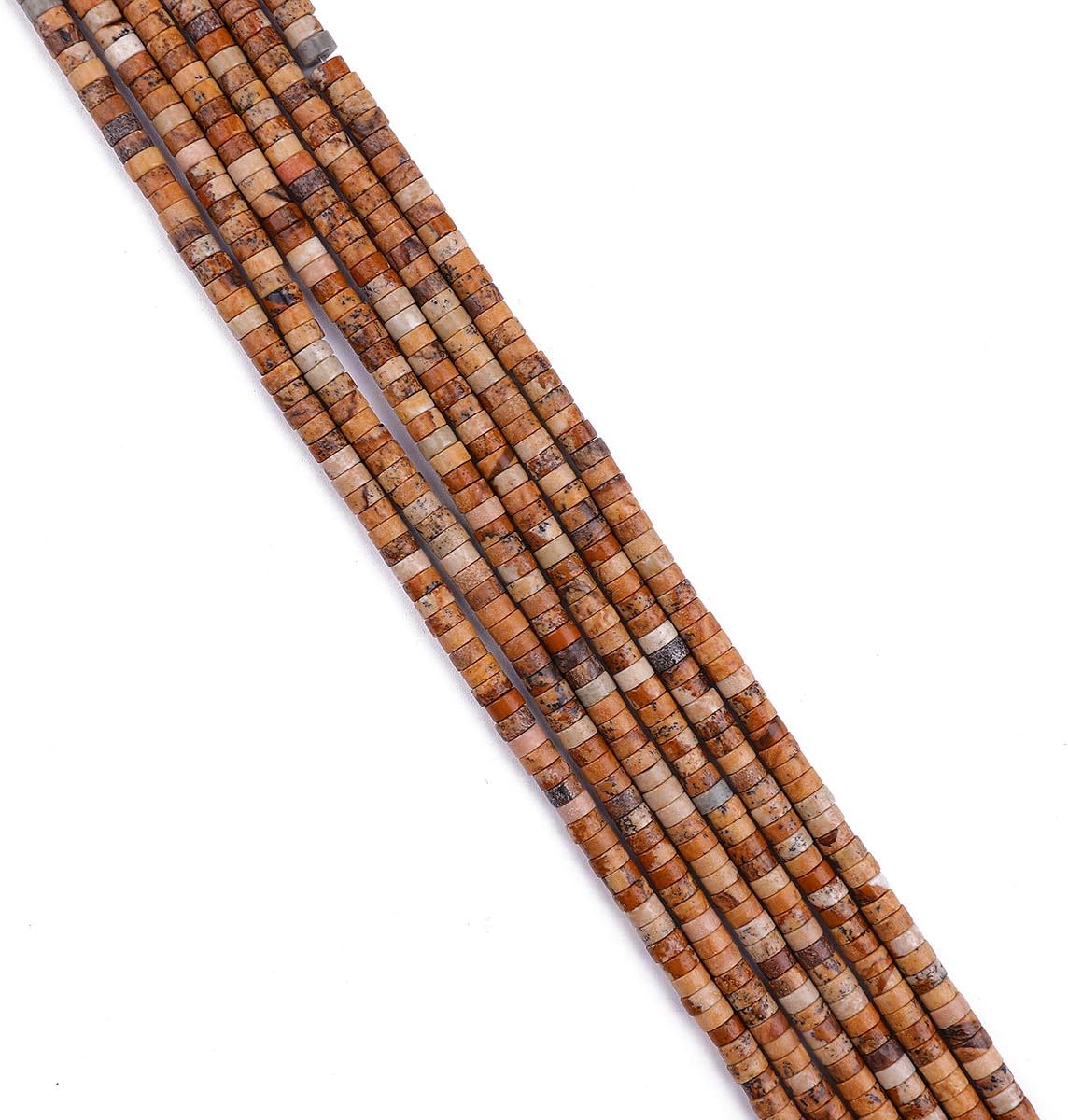 Natural Brown Picture Jasper Spacer Beads Caps Loose Semi Gemstone for Beading Jewelry Making 4mmx2mm 38cm - Image 3