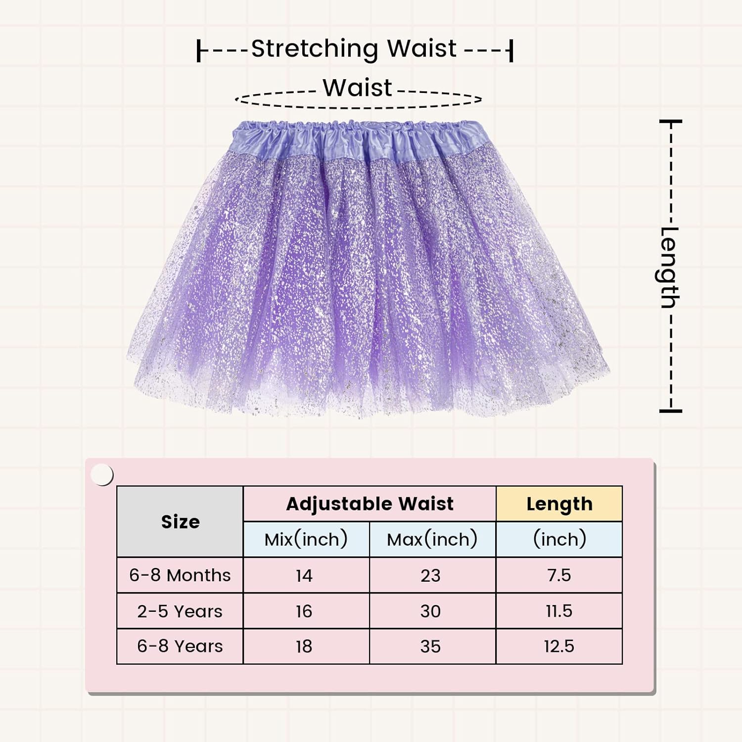 Vista 2 de Simplicity Falda tutú de tul de 4 capas para bebé 6 meses a 8 años