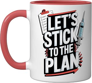 Phlebotomy Syringe for Hospital Use and Humor Ceramic Mug, Red/White