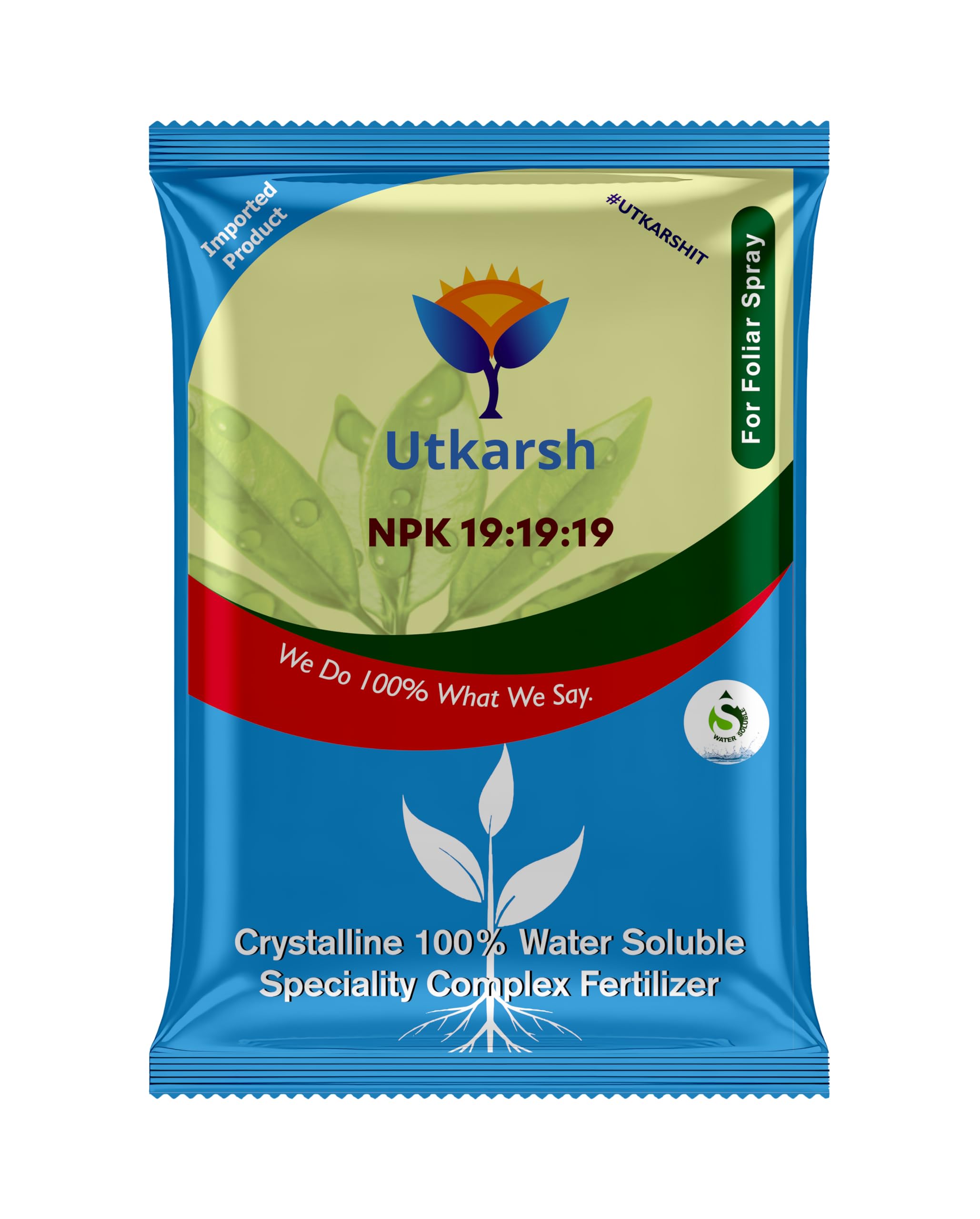 Utkarsh NPK 19 19 19 Fertilizer for Plants Growth | 100% Water Soluble | Complete Plant Food for Home Garden, Boosts Plant Health and Flowering (250 gm; Pack of 1)