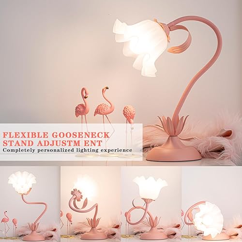 Miniatura 4 de Lámpara de mesa de flores, suministros de regreso a la escuela, bonita lámpara LED de lectura para mesita de noche, 3 modos de color, luz nocturna