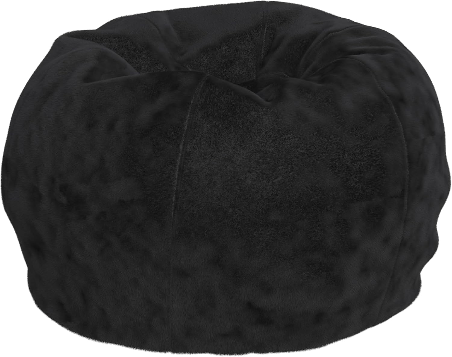 EMMA + OLIVER Daisy Small Black Furry Bean Bag Chair for Kids and Teens