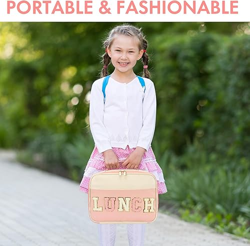 Miniatura 6 de Bolsa de almuerzo con aislamiento para niños, bolsa de almuerzo de piel sintética para niñas, bolsa de almuerzo aislada para hombres, bolsa de