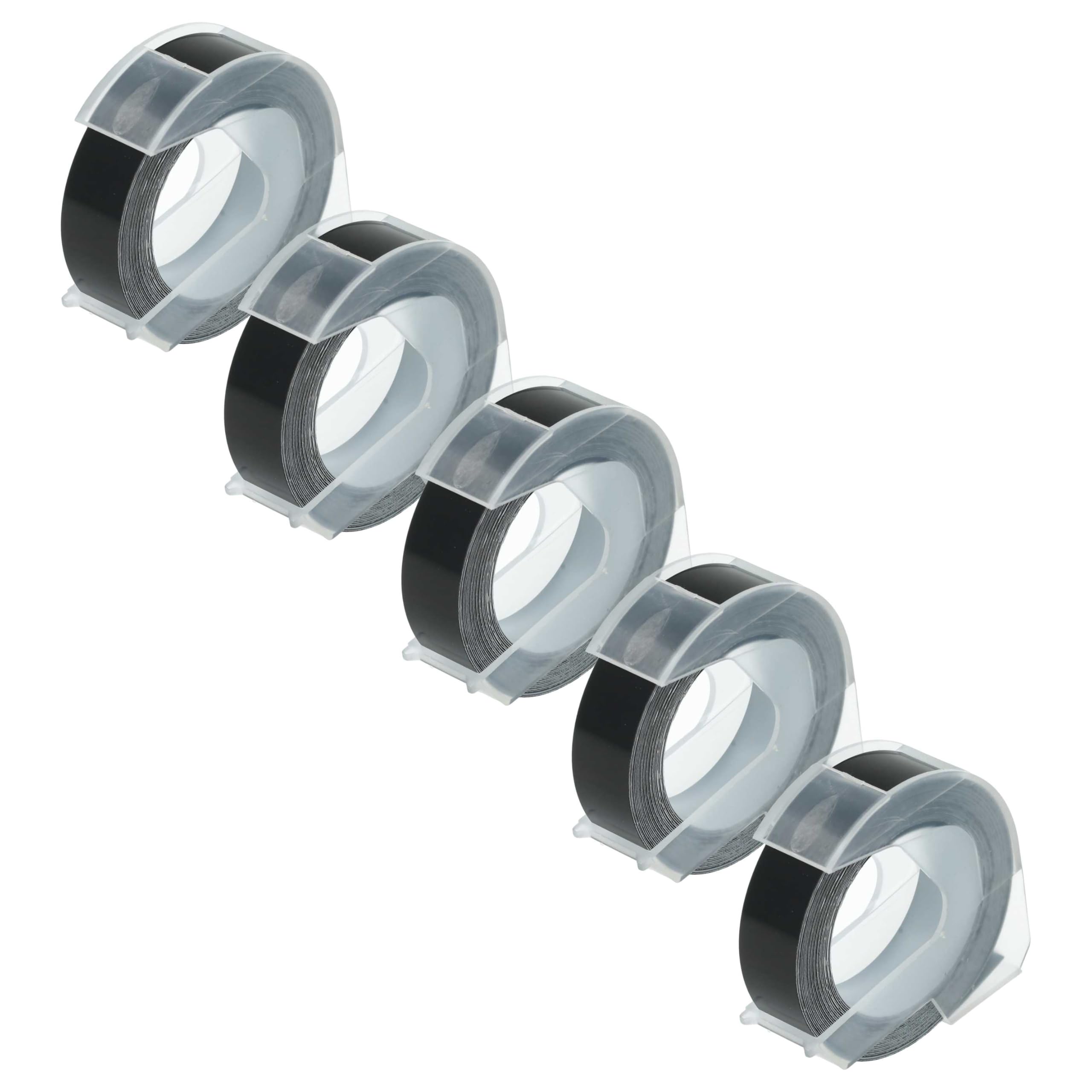 vhbw 5x Cassetta nastro per goffratura 3D compatibile con Dymo Rhino M1011 etichettatrice 3m x 12 mm bianco su nero