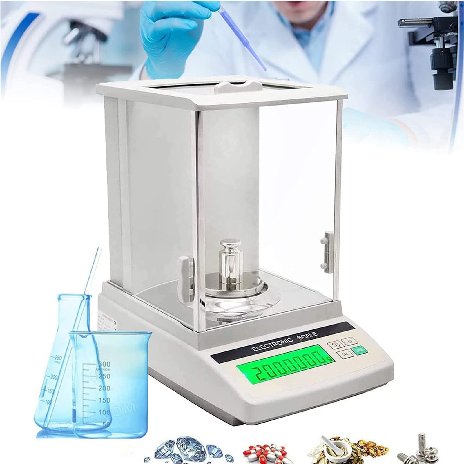 HPTHLY 0.001 g Precision Balance - Digital Analytical Lab Scale - Electronic High Precision 1mg Accuracy Balance with LCD Screens - 120 g / 0.001g