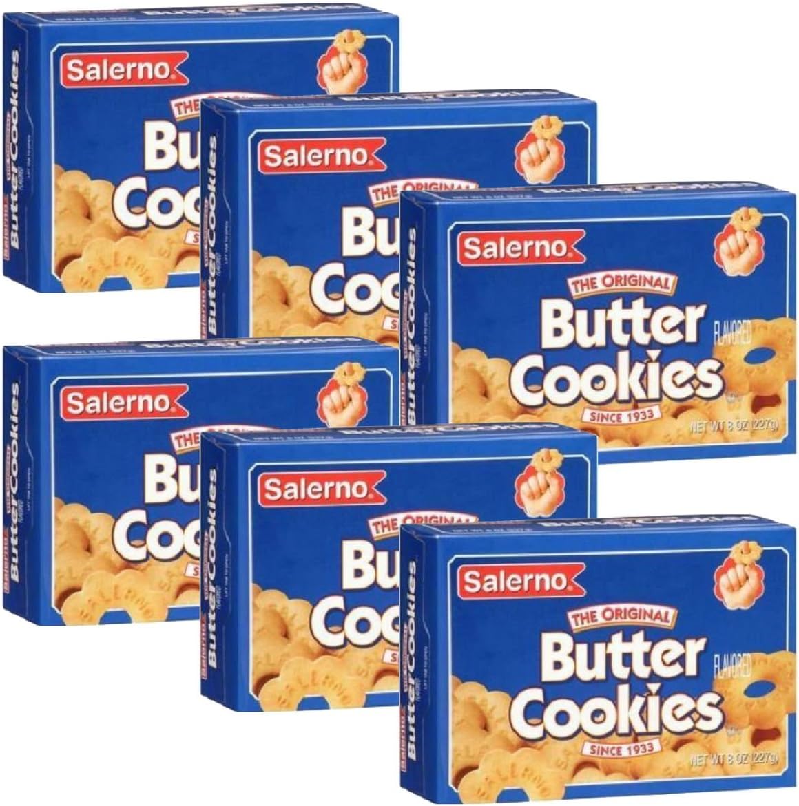 Salerno Cookies, The Original Butter Cookies, 8 Ounce (Pack of 6)