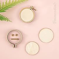 Vista 3 de Framendino, Paquete de 10 mini aros de madera para bordar círculos redondos de punto de cruz para bricolaje, llavero, marco