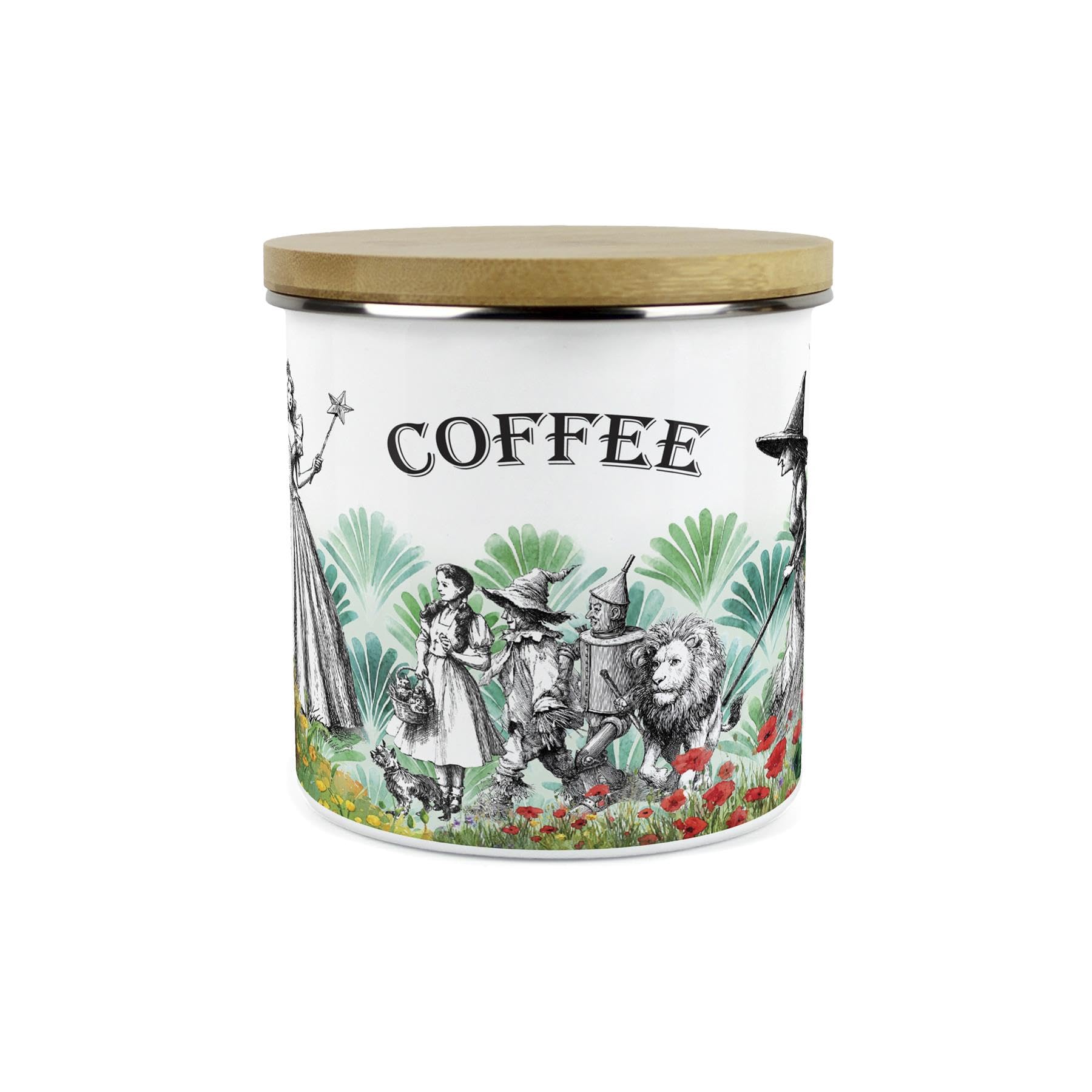 Purely Home Wizard of Oz Coffee Canister - Wicked Witch & Dorothy Emerald City Gifts - 1.2L Large Enamel Kitchen Storage Container