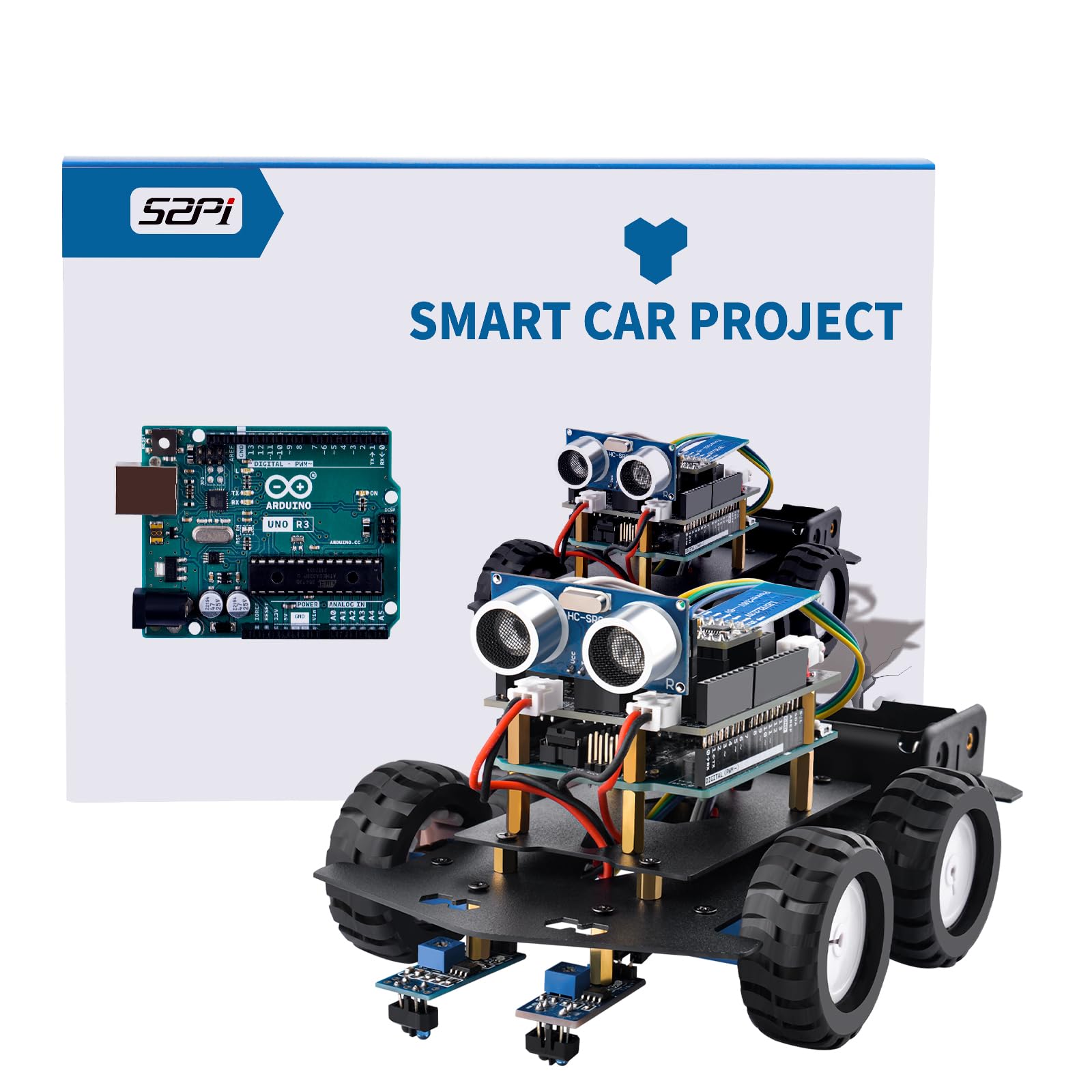 GeeekPi Smart Robot Car Kit for Arduino UNO R3, STEM Programming Education Electronic Kit/Science Coding Kit with UNO R3 Board
