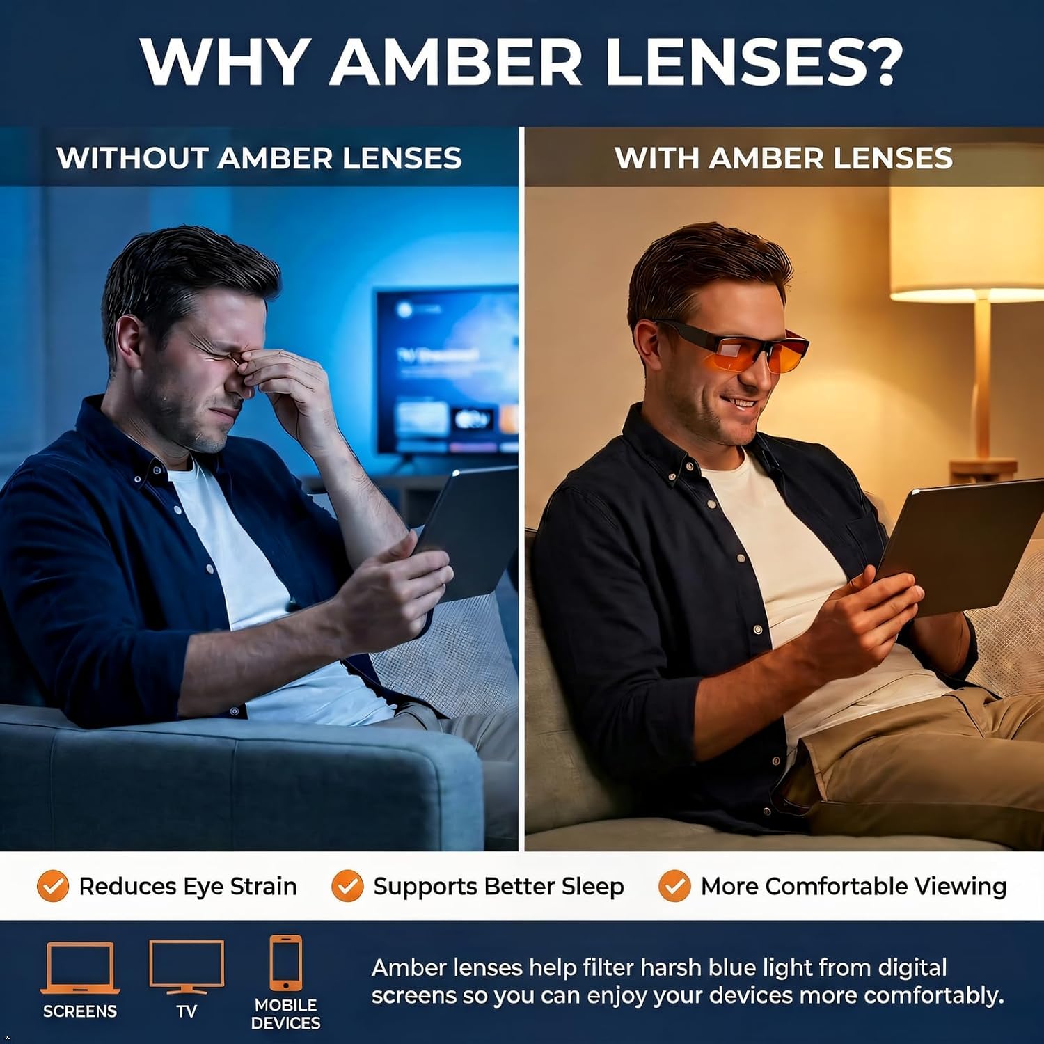 Eyekepper Blue Light Glasses for Woman/Men/Women, Blocking, Fit over Amber image 3