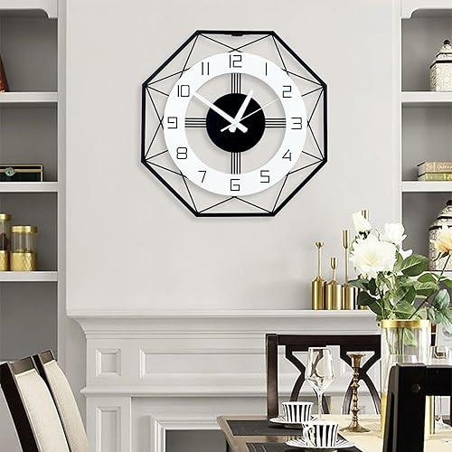 Reloj de pared grande para decoración de sala de estar, moderno reloj de pared silencioso y decorativo de 15.7 pulgadas, funciona con pilas, no hace