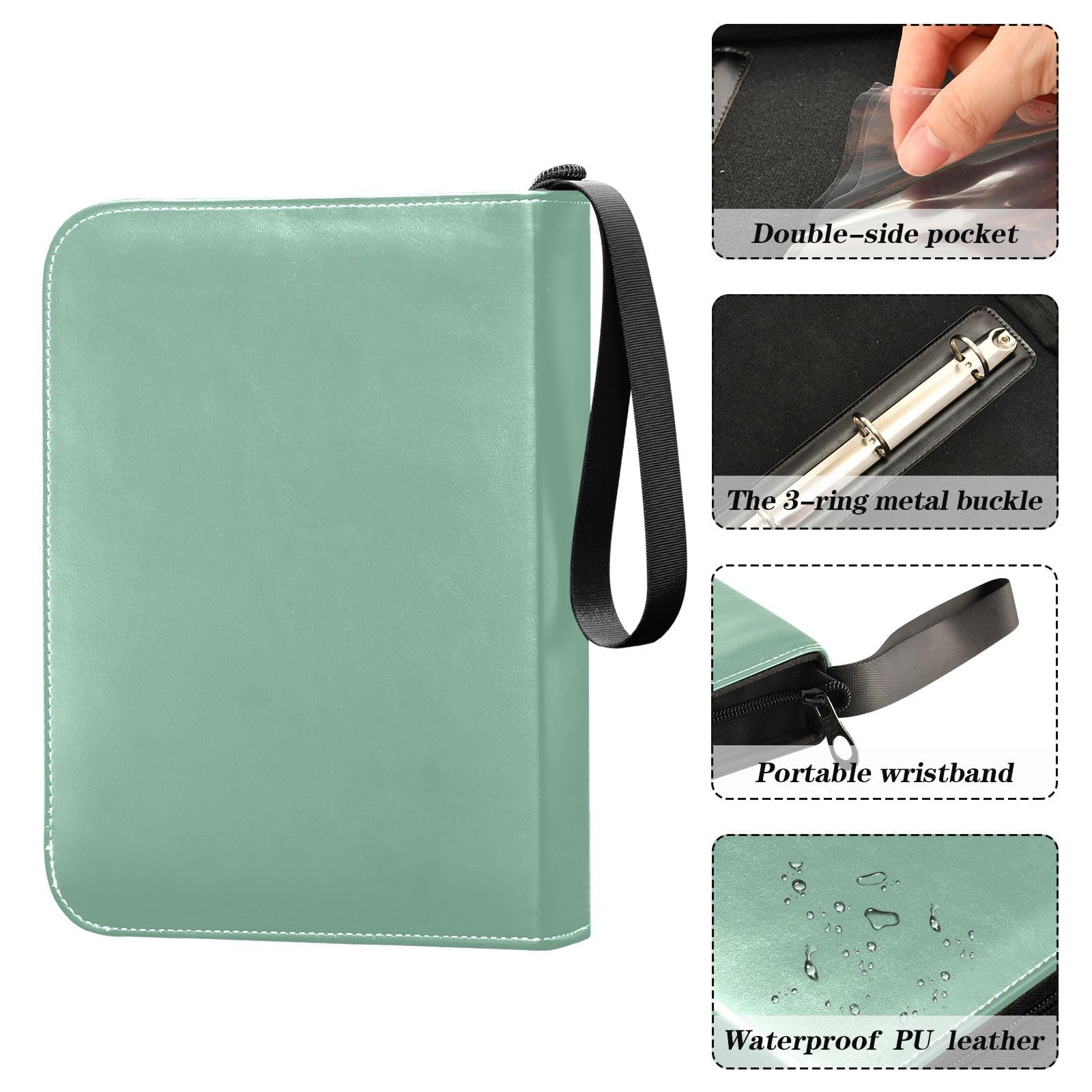 Amazon.com: KOPIRIT Sage Green Trading Card Binder Sturdy 400 Pockets  Zipper Closure for Sports Cards Collectibles : Toys & Games