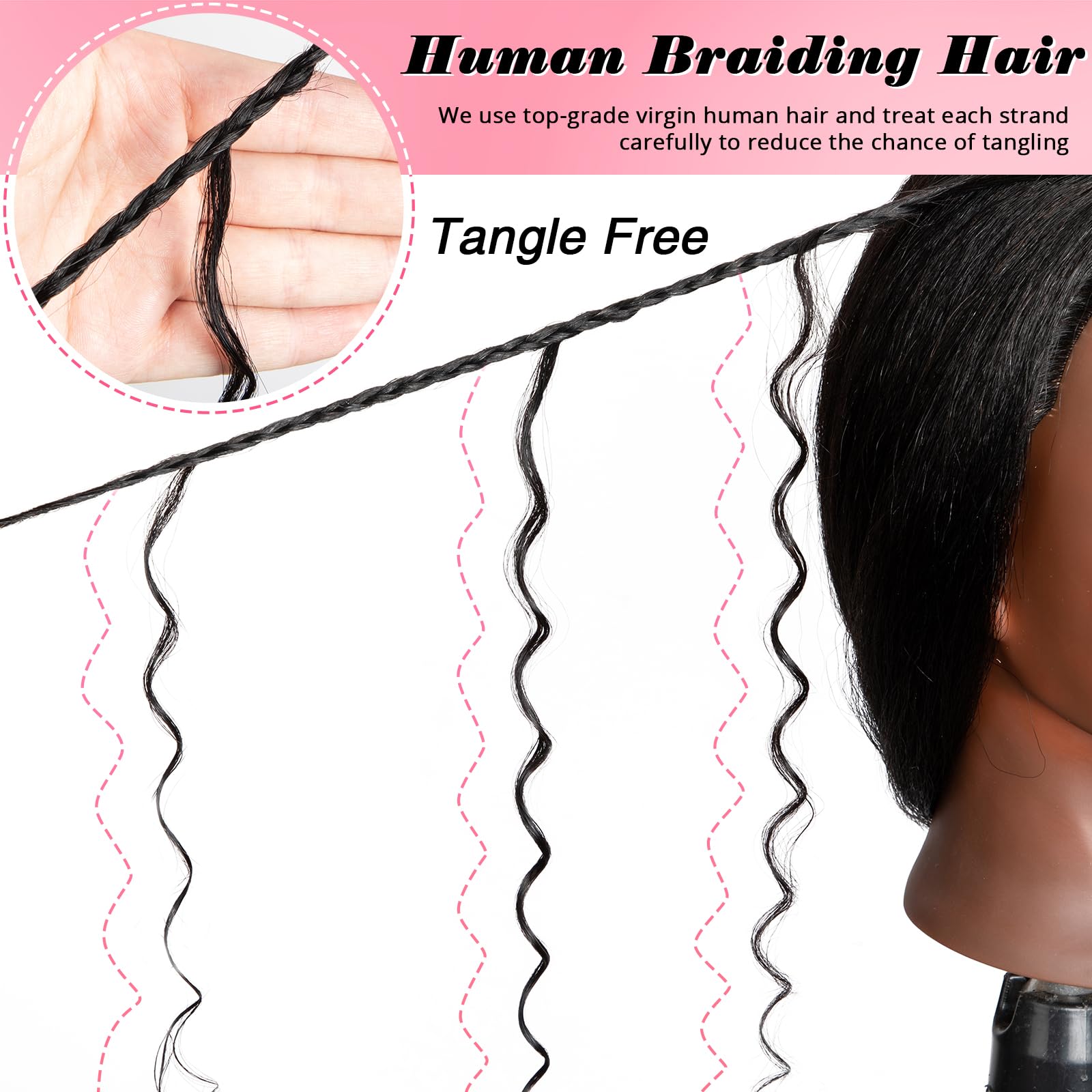 Boho Braids Human Hair Extensions for Braiding Human Braiding Hair for Boho Braids Human Hair Bundles Deep Wave Bundles Human Hair for Braiding No Weft 18 inch Curly 5 Bundles Total 100g #T1B/27 Color - Image 4
