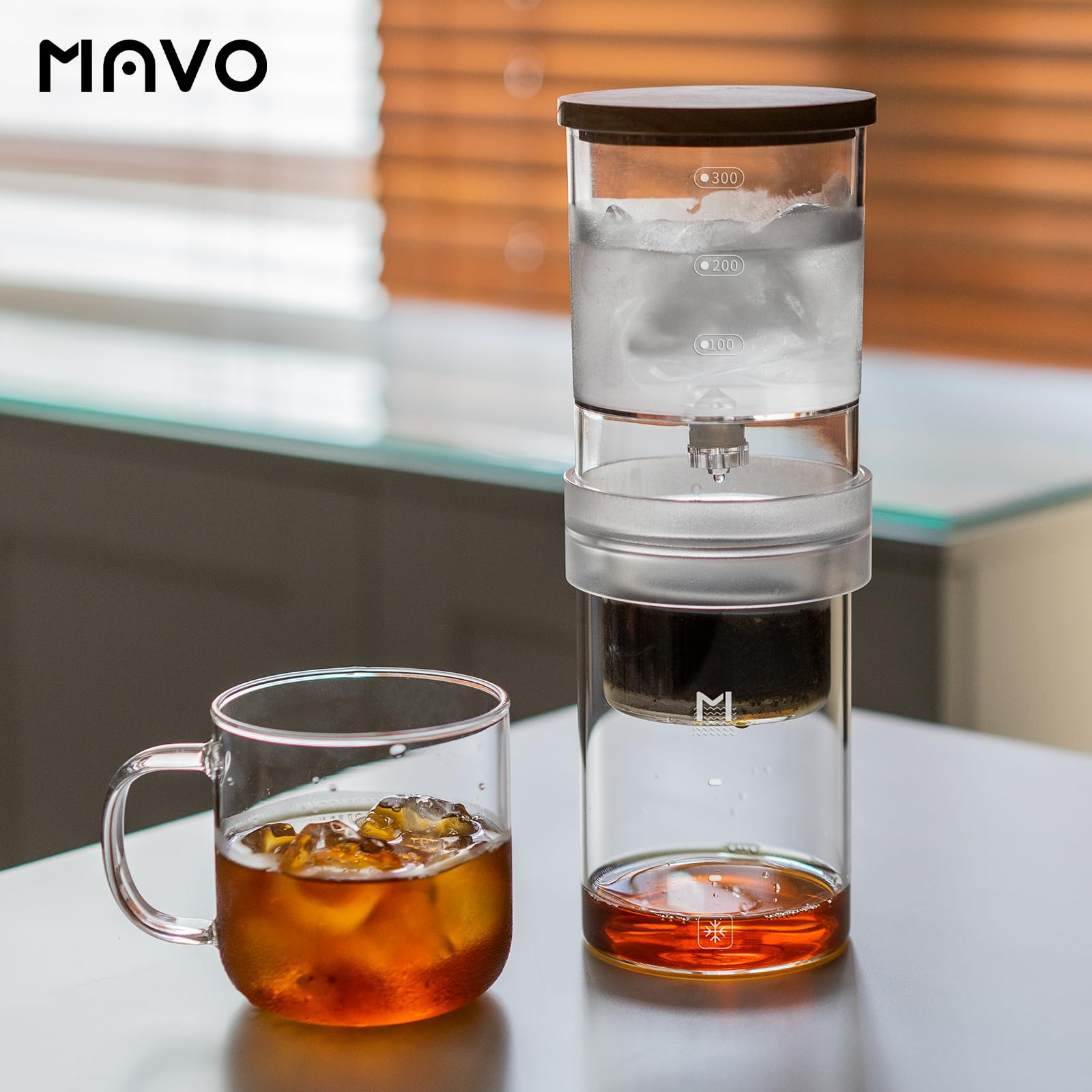 Iced Coffee Cold Brew Drip Maker, 300ml/10oz Cold Brew Coffee Maker with 2 Filter Ice Coffee Machine for Home