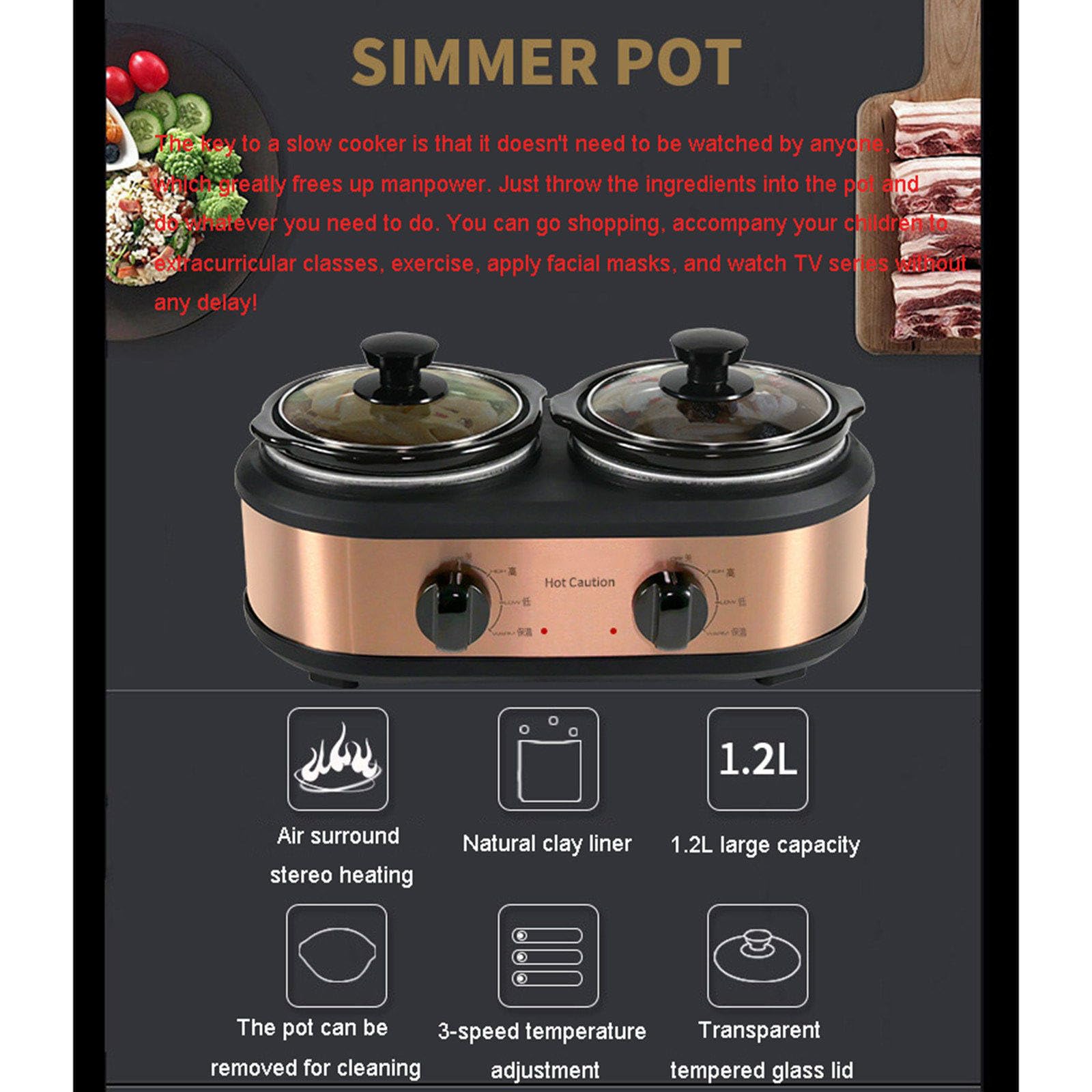 Olla multifunción para el hogar, miniolla totalmente automática, olla eléctrica para guisos y sopas, olla doble para cocinar al vapor con yogur