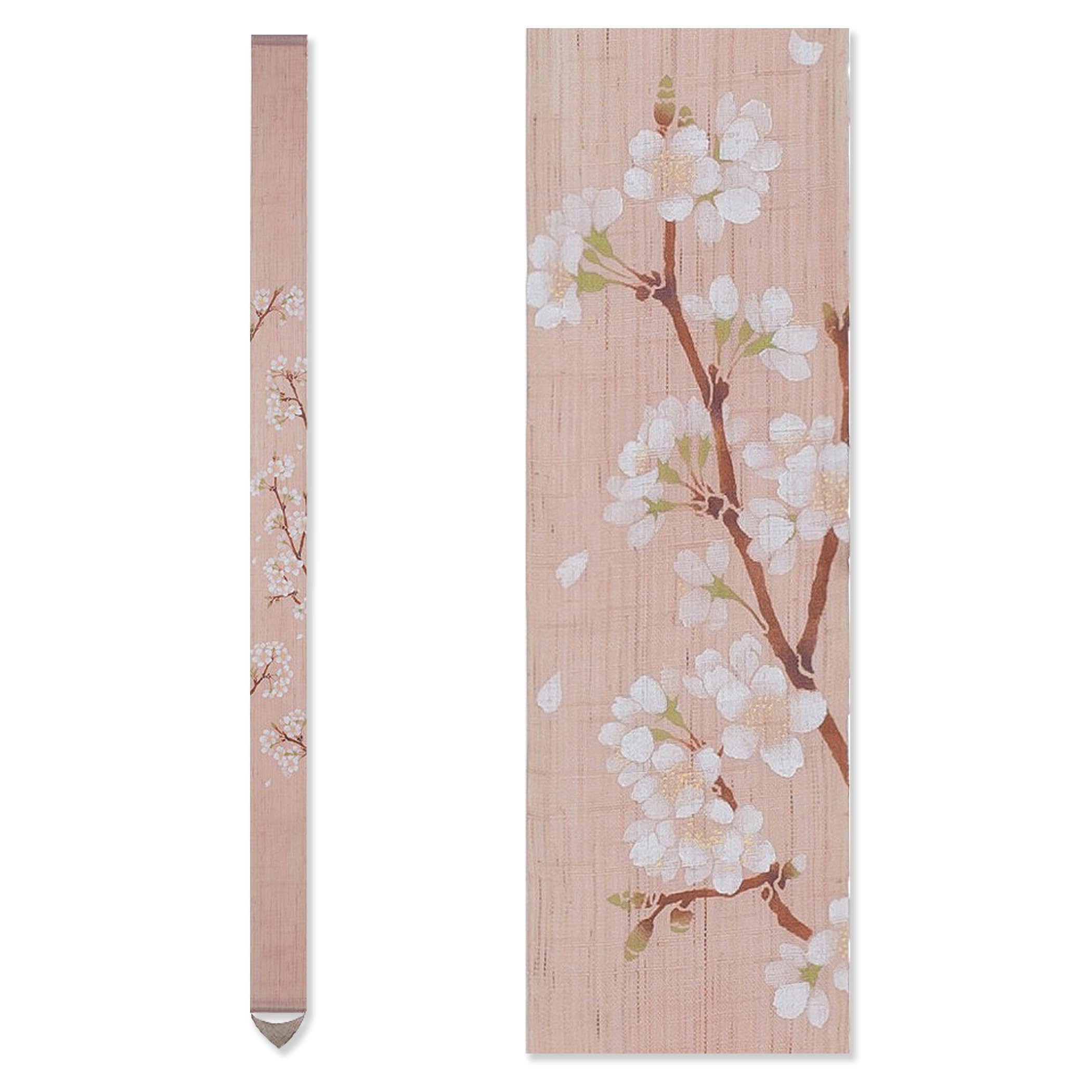 【和インテリア】 麻 細タペストリー 桜