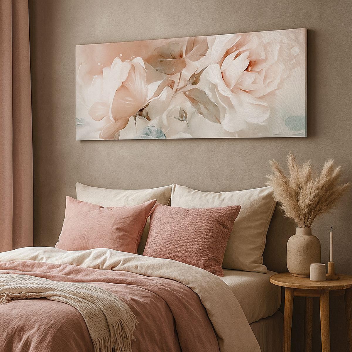 Cuadros Decoracion Salon Flores Romántico Rosas Lienzos decorativos 120x50cm Cuadro Sobre Lienzo Moderno Dormitorio Cocina Cuadros Pared Imágenes Wall Art Prints Decor Canvas Grande AB120x50-5505
