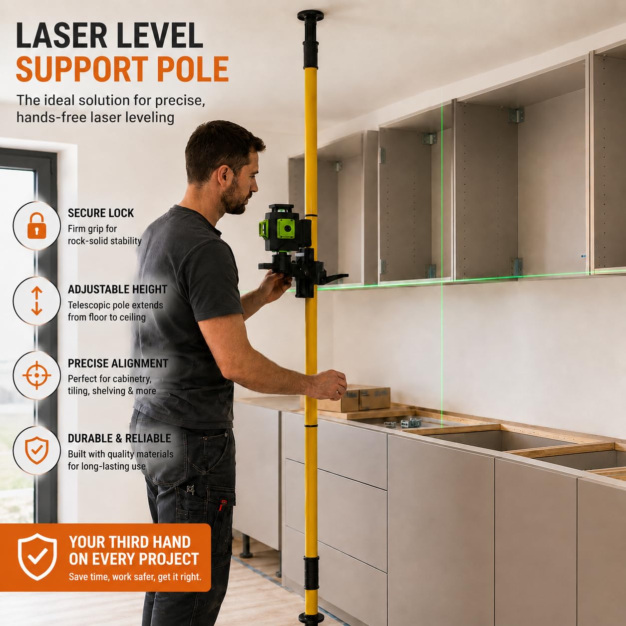 Poste telescópico de nivel láser TOPWAY 4.2M Poste láser de piso a techo