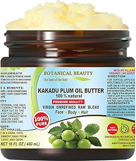 Botanical Beauty KAKADU PLUM OIL BUTTER Pure Natural Virgin Unrefined RAW for FACE, SKIN, BODY, DAMAGED HAIR, NAILS (16 Fl Oz)