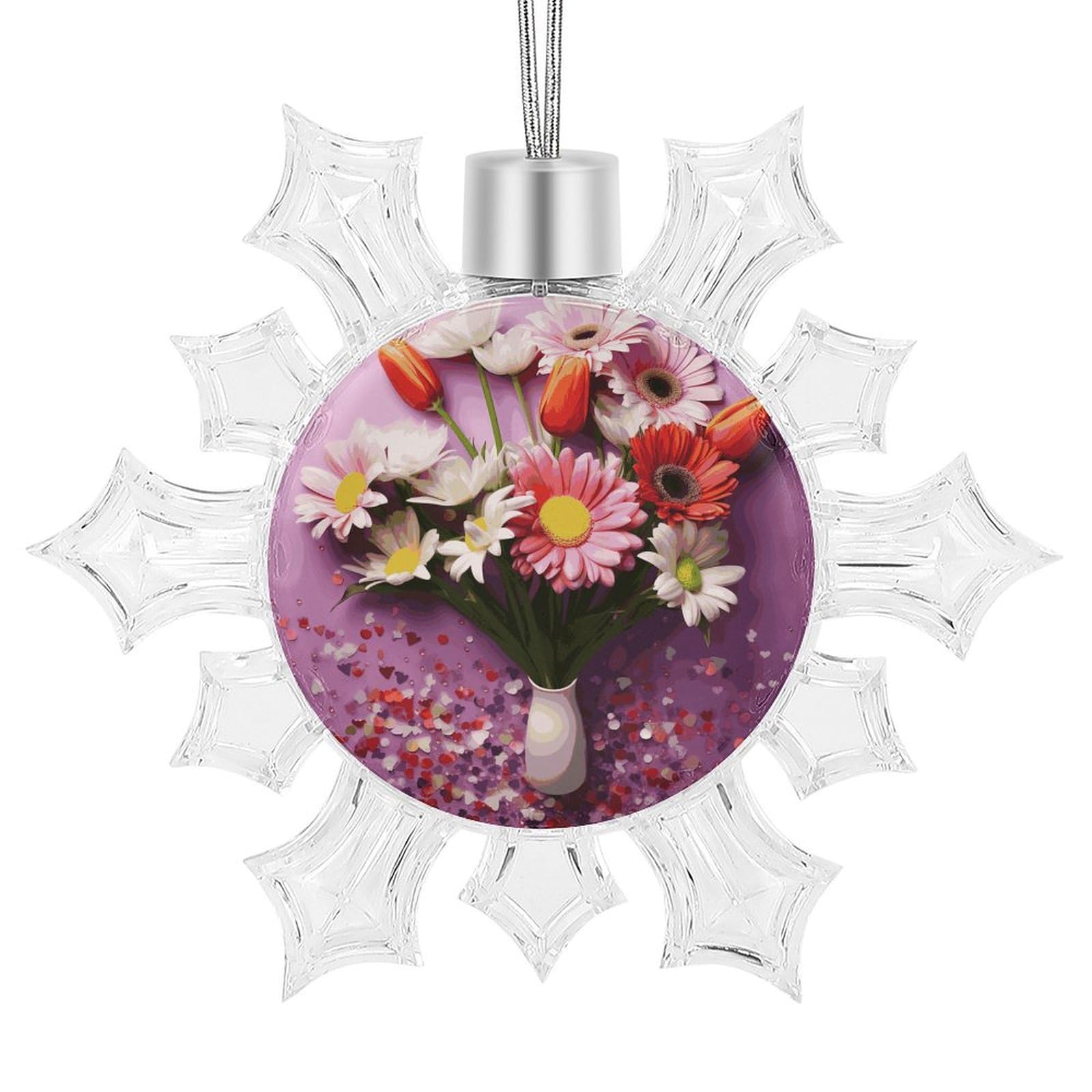 Décoration de Noël flocon de neige imprimé fleurs fraîches pour votre mariage
