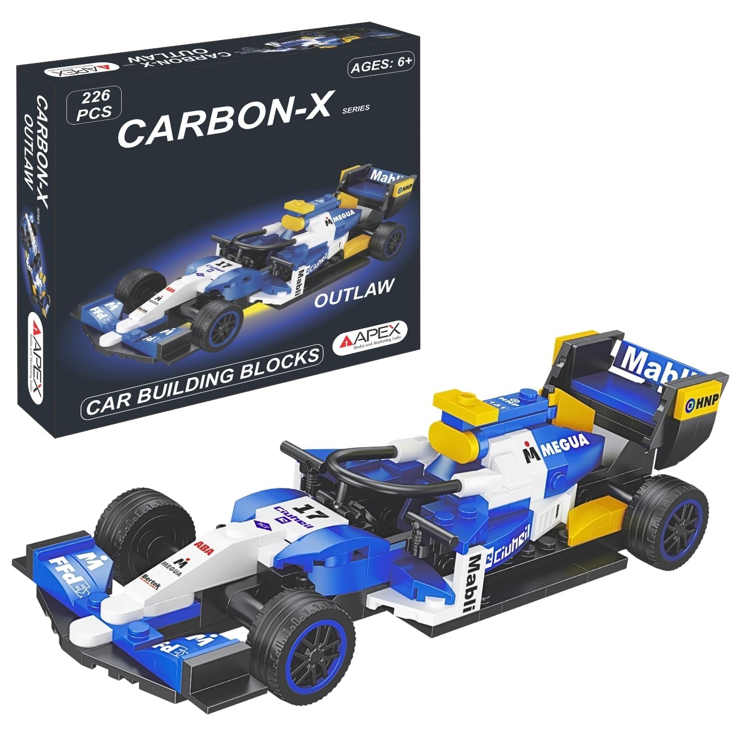 F1 Car Building Blocks Set, 236 Pcs Racing Car Construction Toy for Kids Age 6+ | STEM Learning Toy | Creative DIY Model Kit for Boys (Outlaw, Small, Pack of 1)-image-36