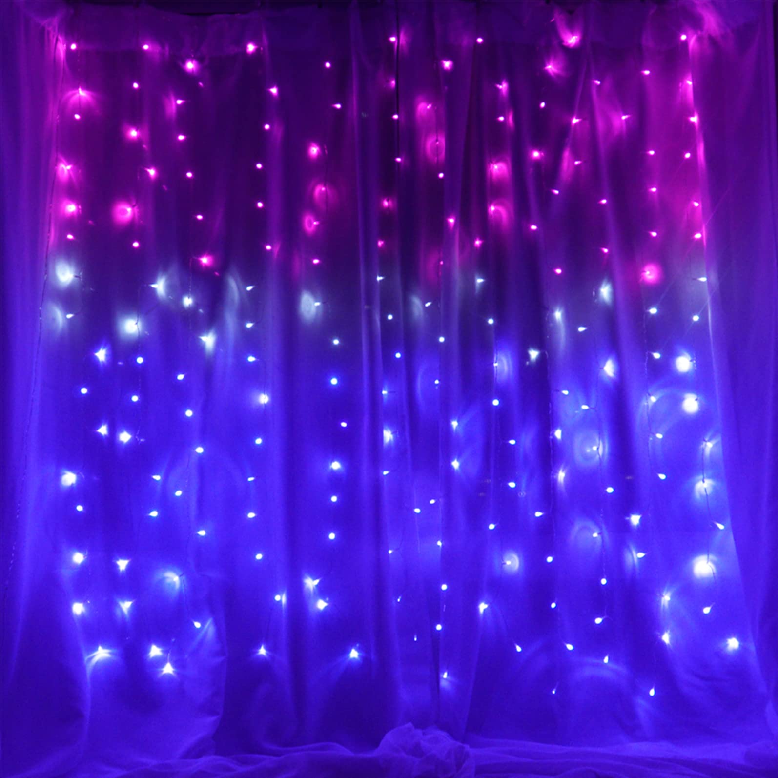 Vorhanglichter Rosa Lavendel Lila Ombre Lichterkette für Schlafzimmer Wasserfall LED Lichterkette Wandbehang Lichterkette Einhorn Meerjungfrau Kinderzimmer Kinder Teen Zimmer Dekor für Mädchen (Rosa
