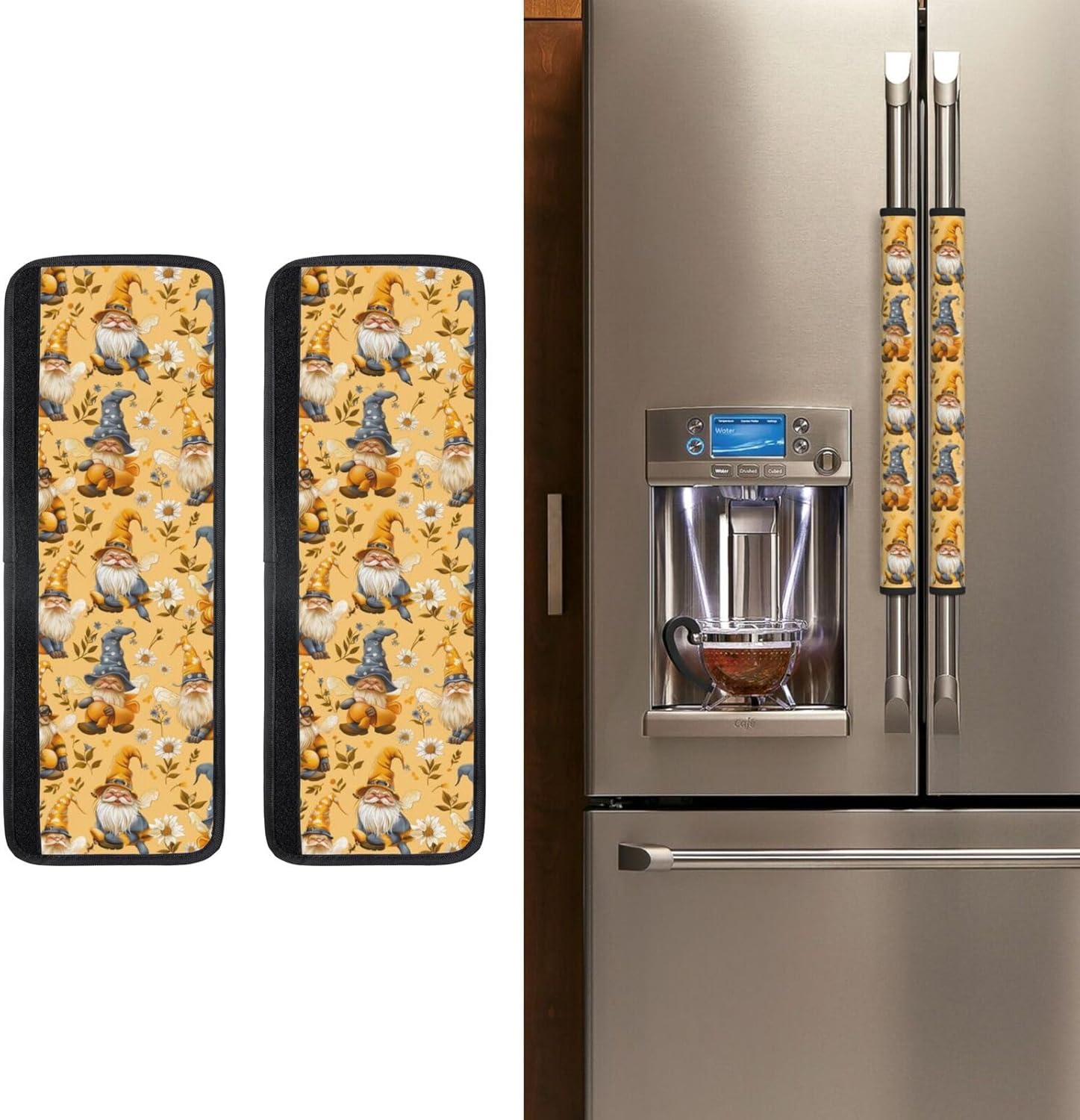 Funny Honeybee Gnomes Refrigerator Door Handle Covers Kitchen Appliances Gloves for Microwave Dishwasher Fridge Door Cloth Protector Covers