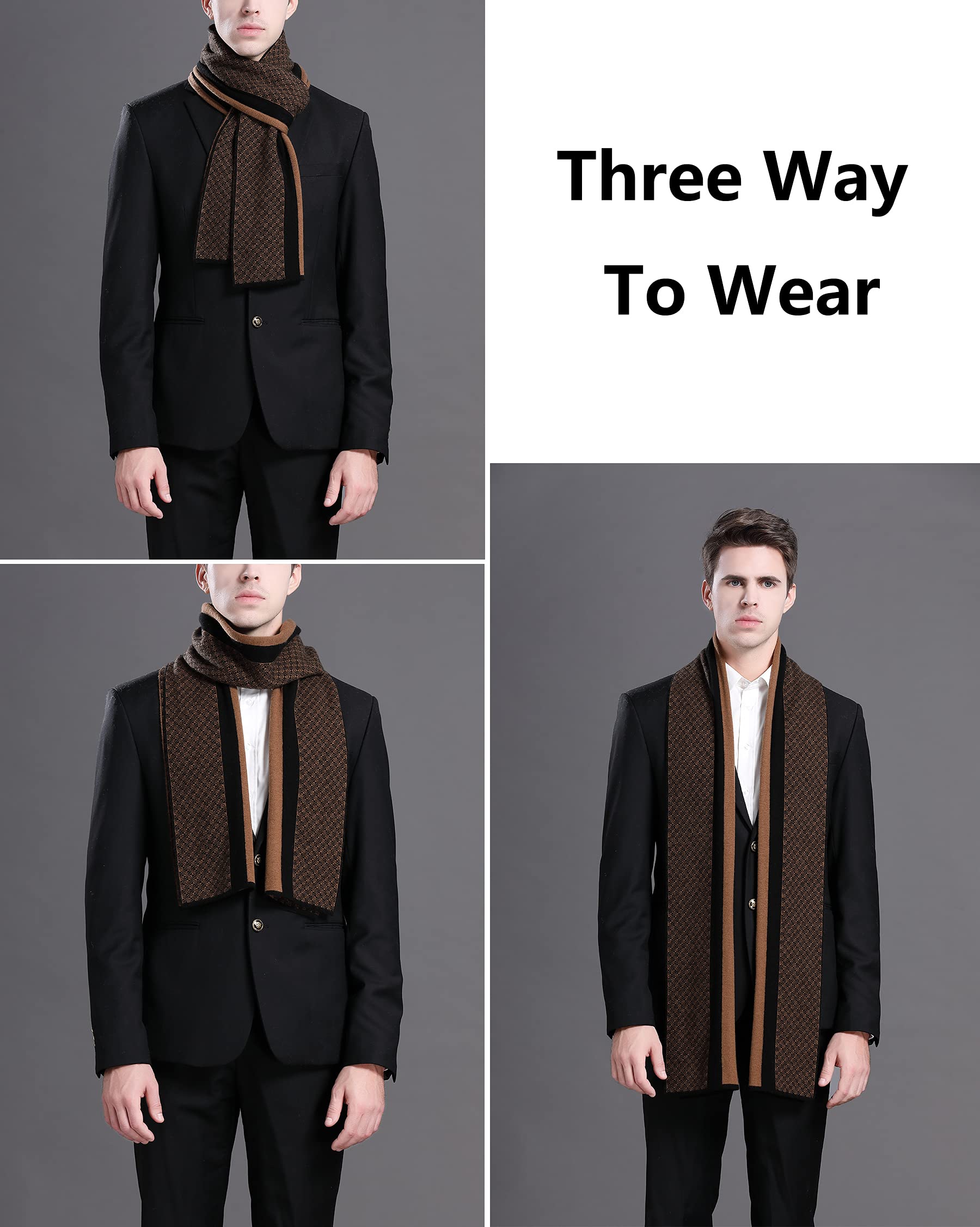Jesień zima 6% wełna szal męski dziergany szal z dzianiny szal wełniany szal dla mężczyzn modny szykowny casualowy biznesowy 180 × 30 cm mały w kratkę