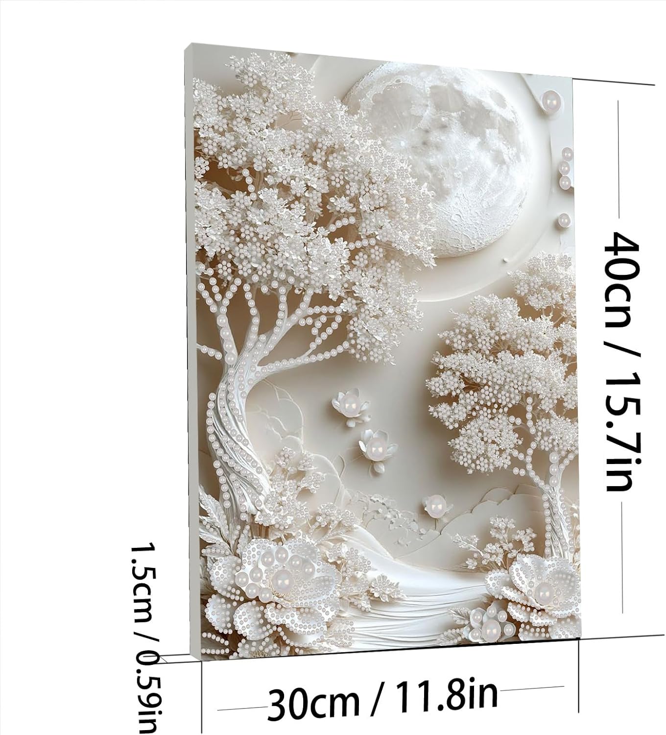 DIY Pearl Painting Kit with Wooden Frame,Pearl Diamond Art Kit for Adults Beginners,Pearl Art Kits for Home Wall Decor,Gemstone Craft Gift for Women (Moon Tree)(30 * 40cm)