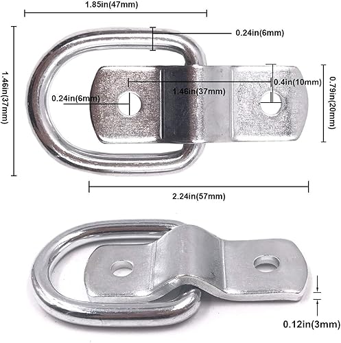 Miniatura 2 de EXCELFU Paquete de 12 anillos en D, anillos en D de 14 pulgadas para cargas en remolques, camiones, caravanas, furgonetas, ATV, SUV, barcos,
