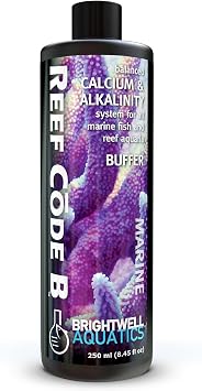 Brightwell Aquatics - Reef Code B - مكيف مياه نظام الكالسيوم والقلوية المتوازن - لجميع خزانات الأسماك البحرية والشعاب المرجانية في المياه المالحة - علاجات مياه الحوض، 8.45 أونصة فلورية