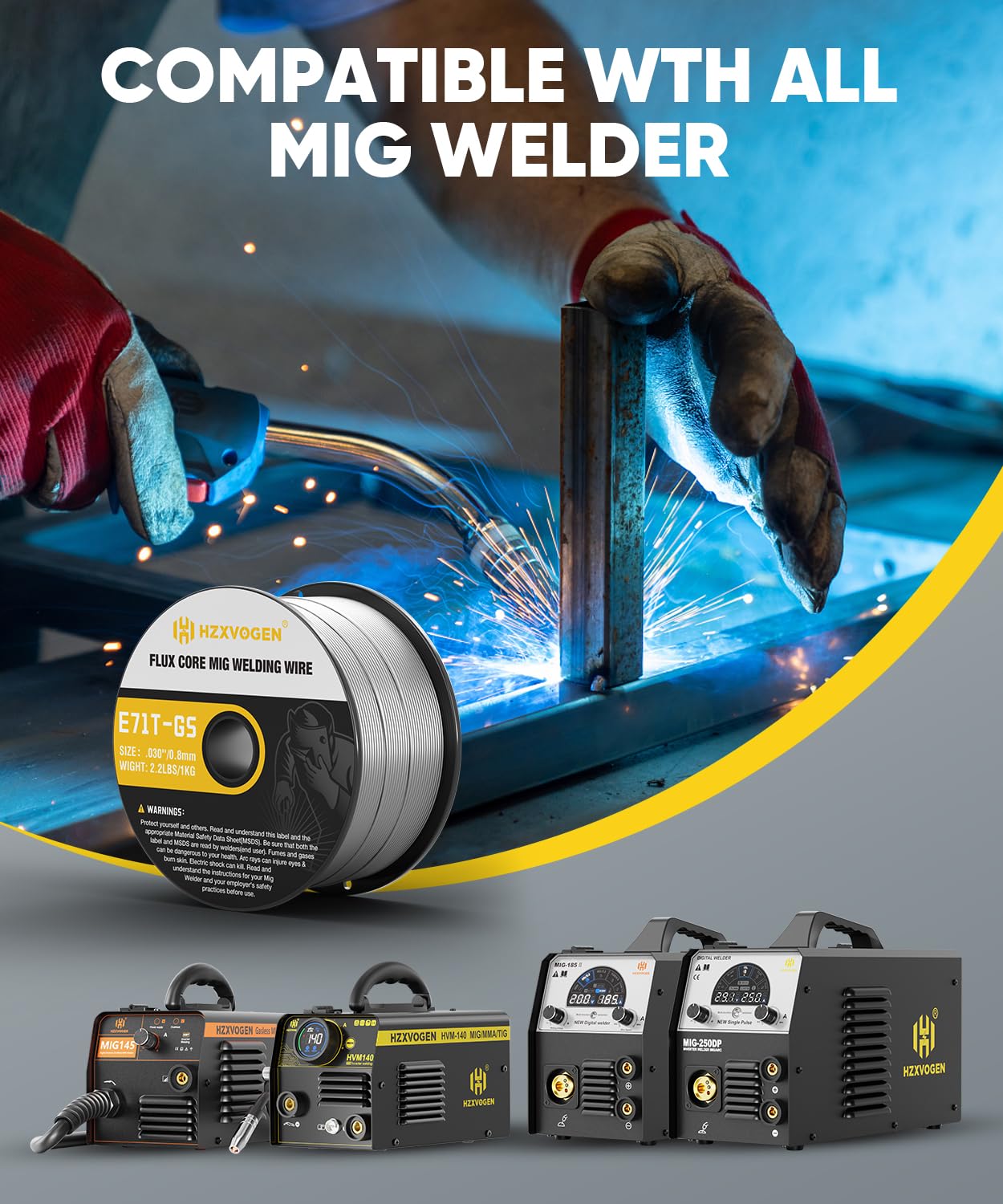 Filo animato no gas 0,8 mm 1 kg + 0,9 mm 1 kg Flux E71T-GS per saldatura MIG