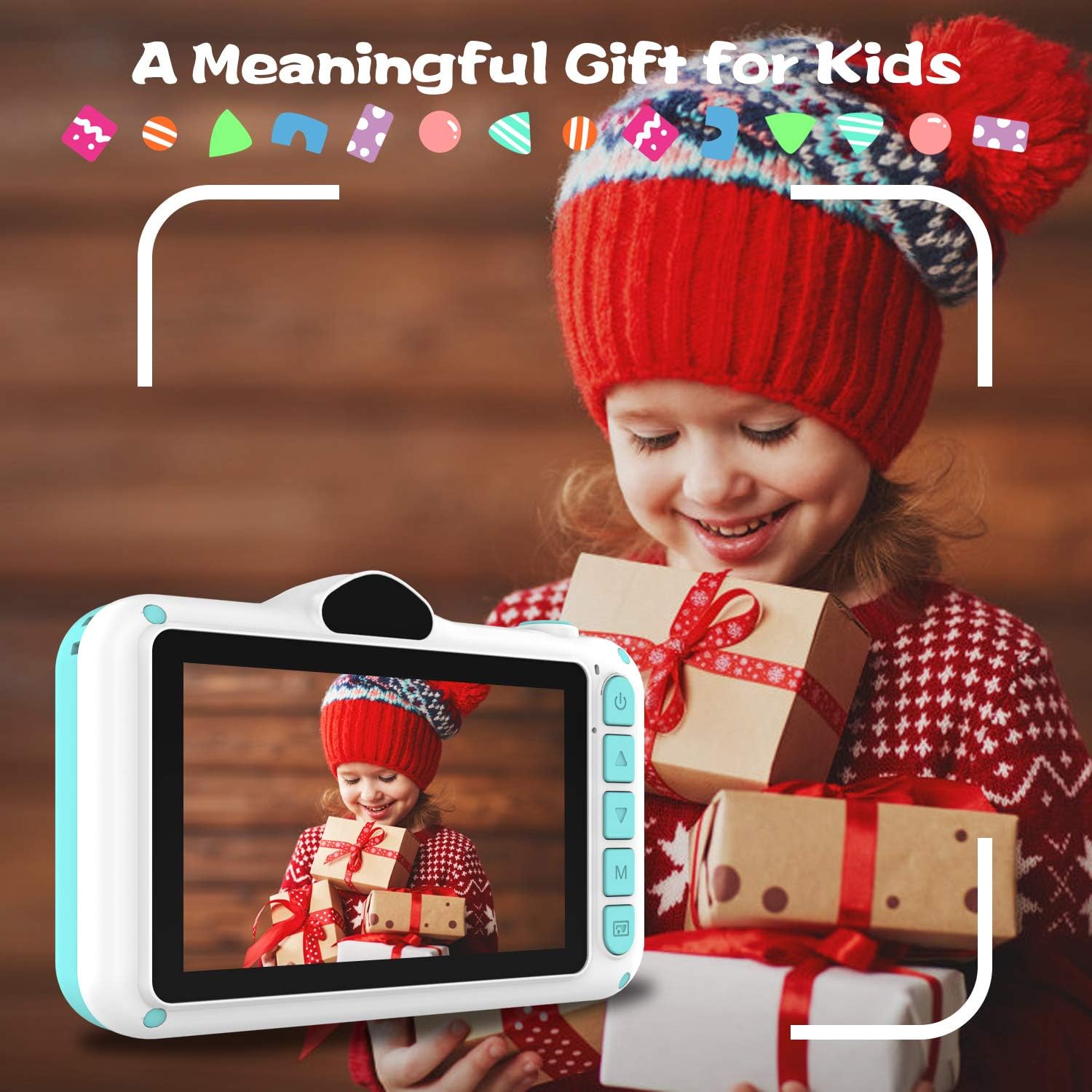 WOWGO Kids Digital Camera - 12MP Children's Selfie Camera with 3.5 Inches Large Screen for Boys and Girls,1080P Rechargeable Electronic Camera with 32GB TF Card