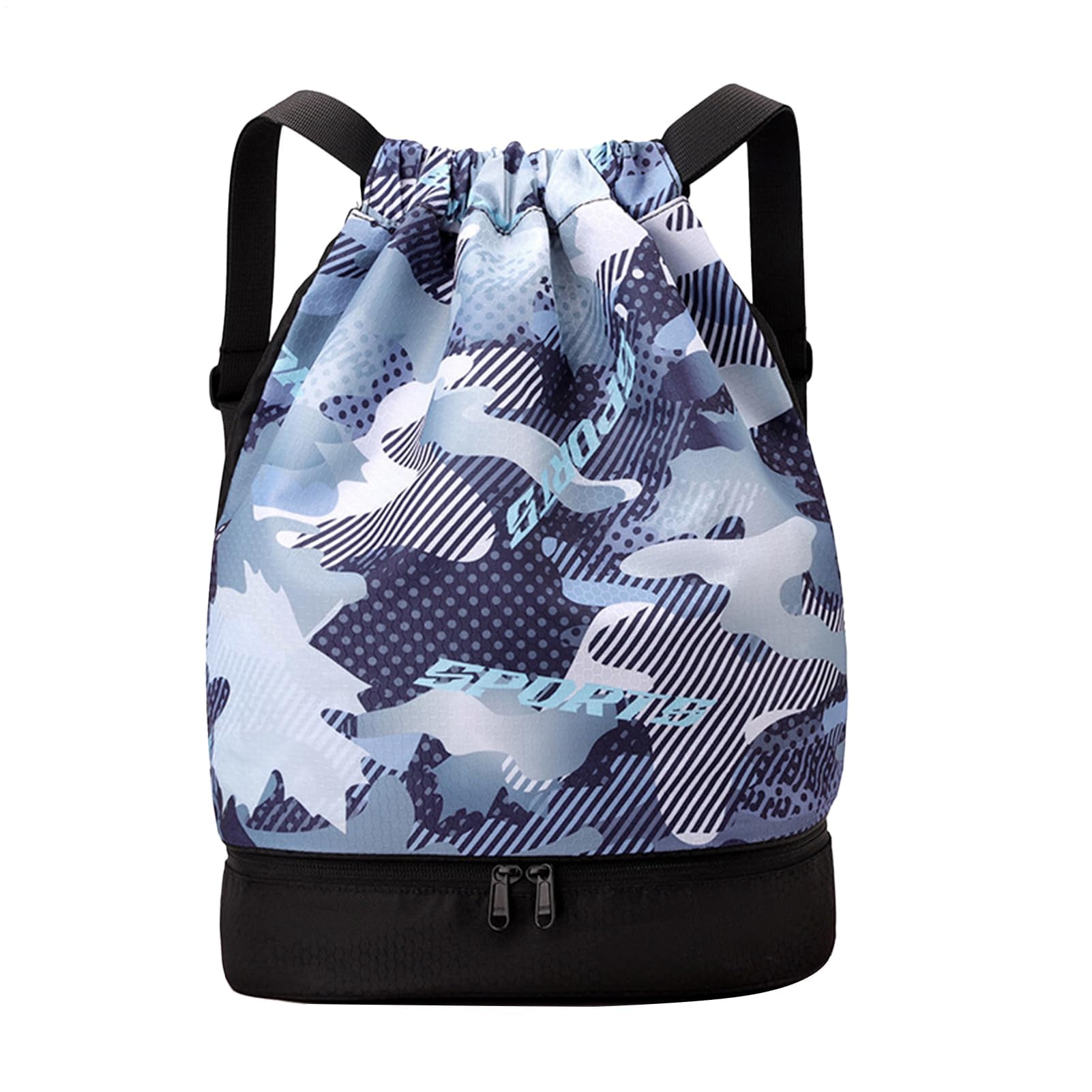 Sac à dos de sport étanche avec cordon de serrage et compartiment à chaussures - Sac portable pour camping, randonnée, natation et activités sportives