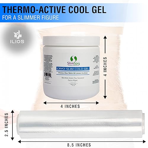 Miniatura 3 de SlimSpa - Gel frío Cyro-Slim con envoltura Ilios solución de gel crio reafirmante y reafirmante con mentol y té verde apunta a la celulitis en la